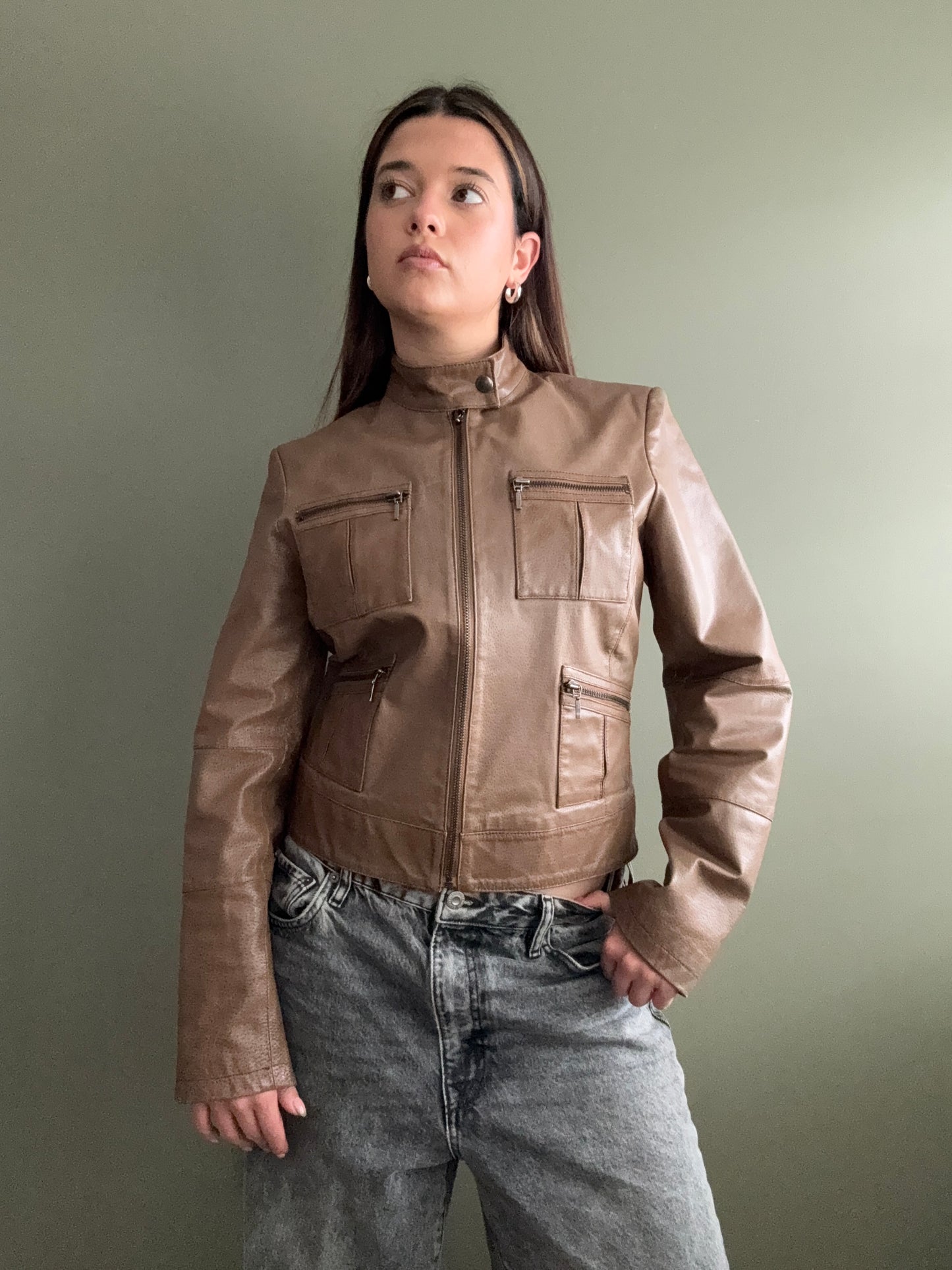 Leather Cargo Jacket (UK10)