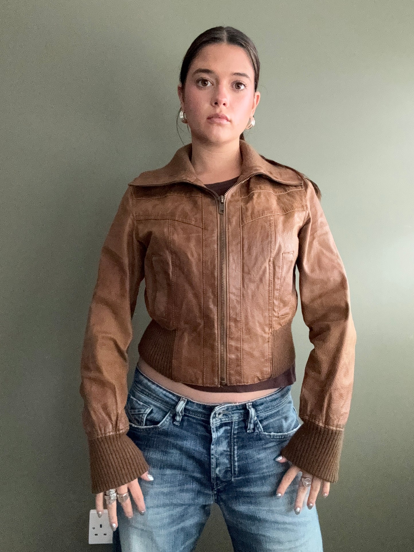 Leather Fitted Jacket (UK12)