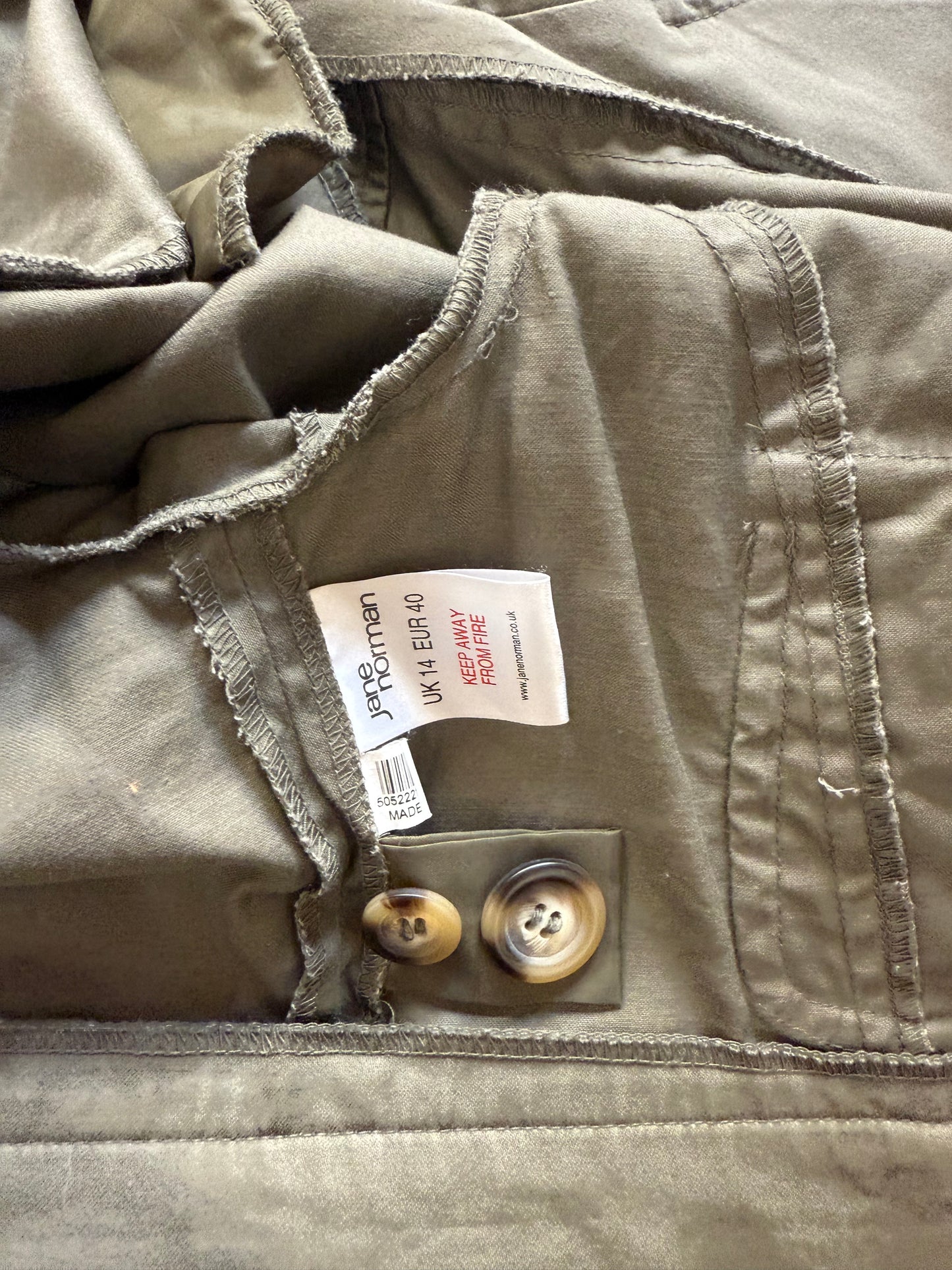 Jane Norman Khaki Cropped Jacket (UK14)