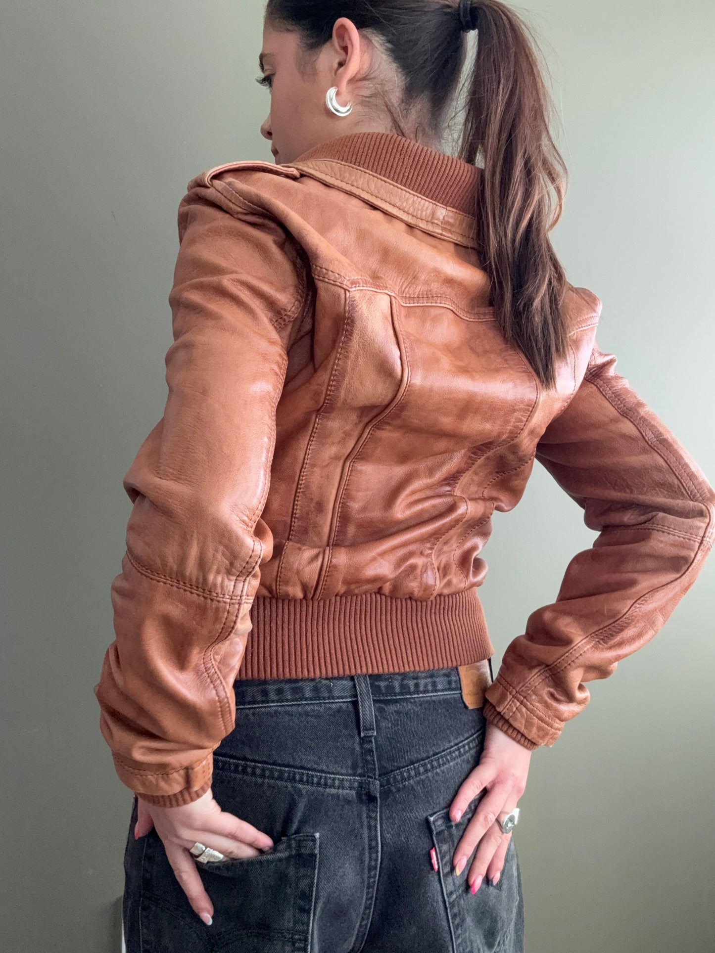 Leather Bomber Jacket (UK10)