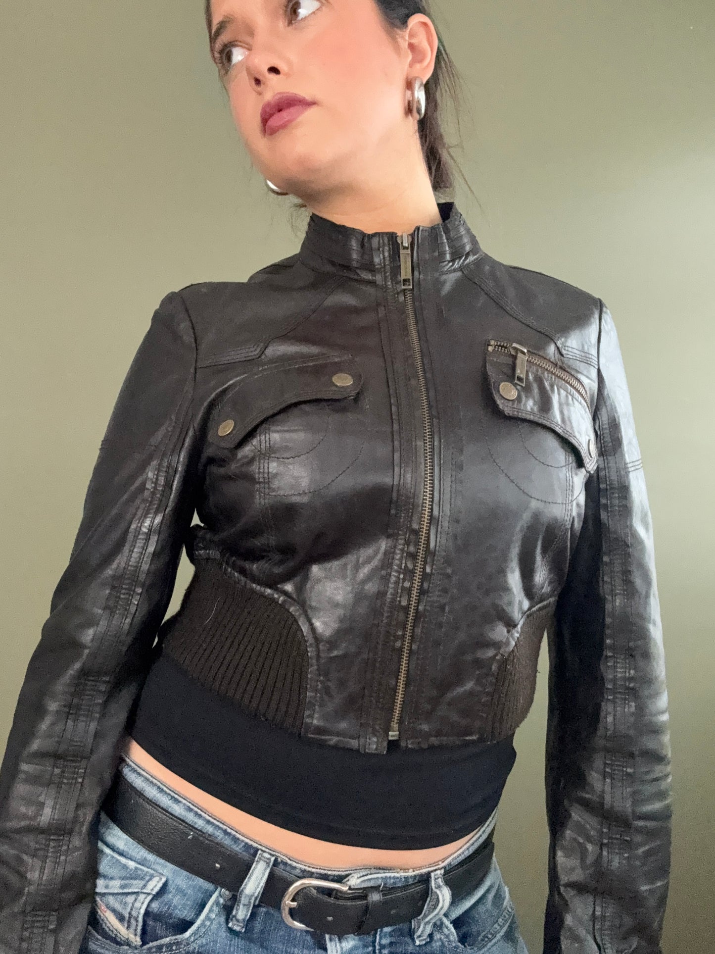Cropped Leather Jacket (UK12)