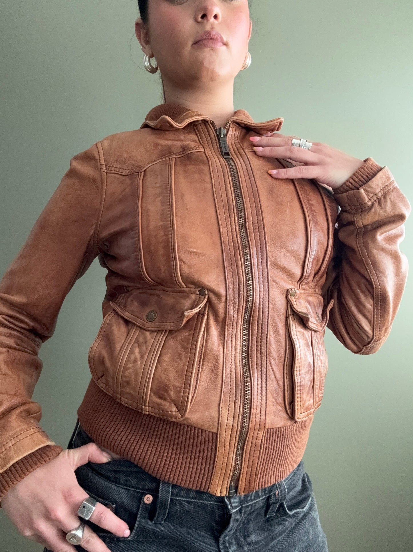 Leather Bomber Jacket (UK10)