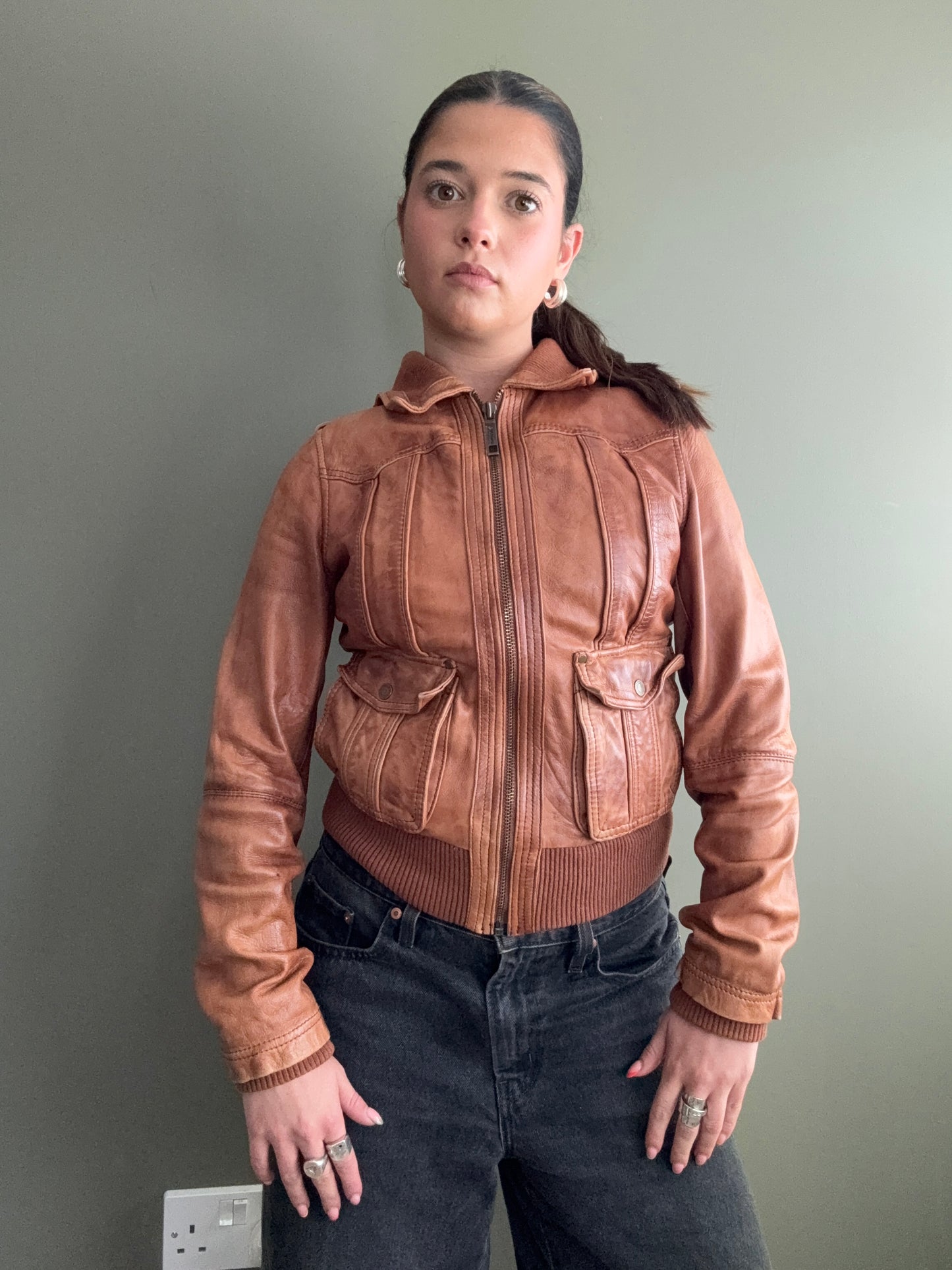 Leather Bomber Jacket (UK10)