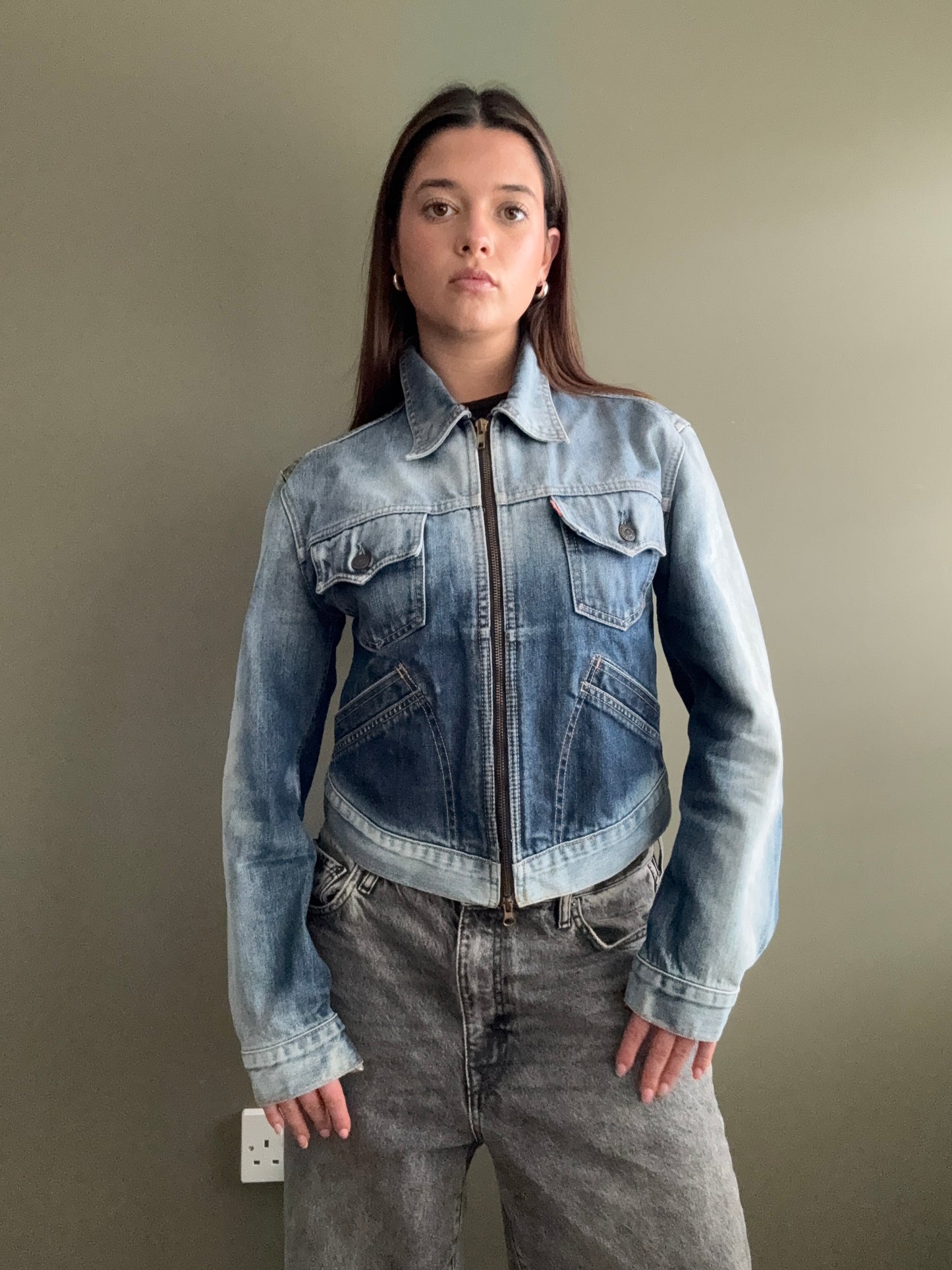 Levis Double Zip Denim Jacket (L)