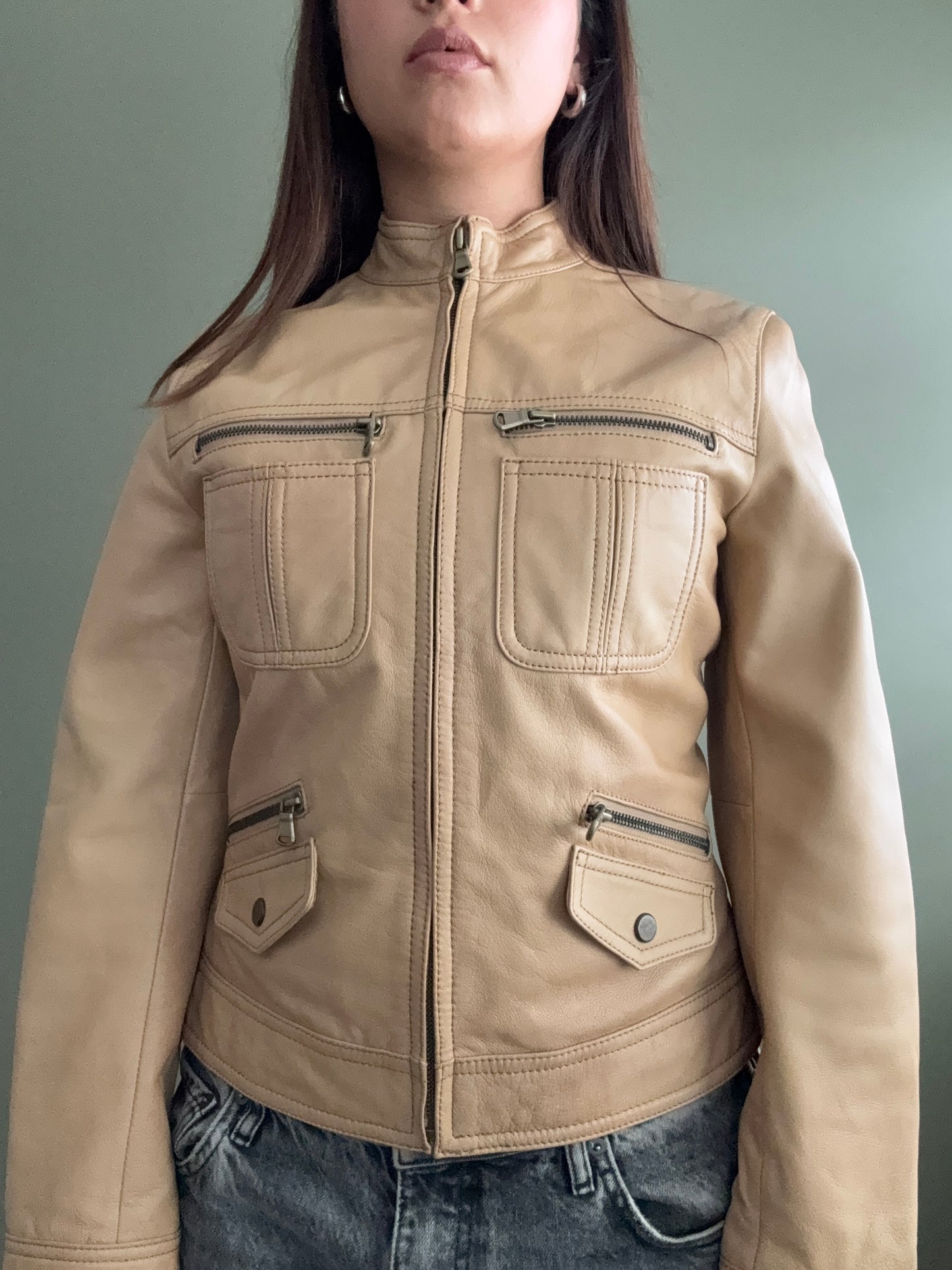 Leather Cargo Jacket (XS)
