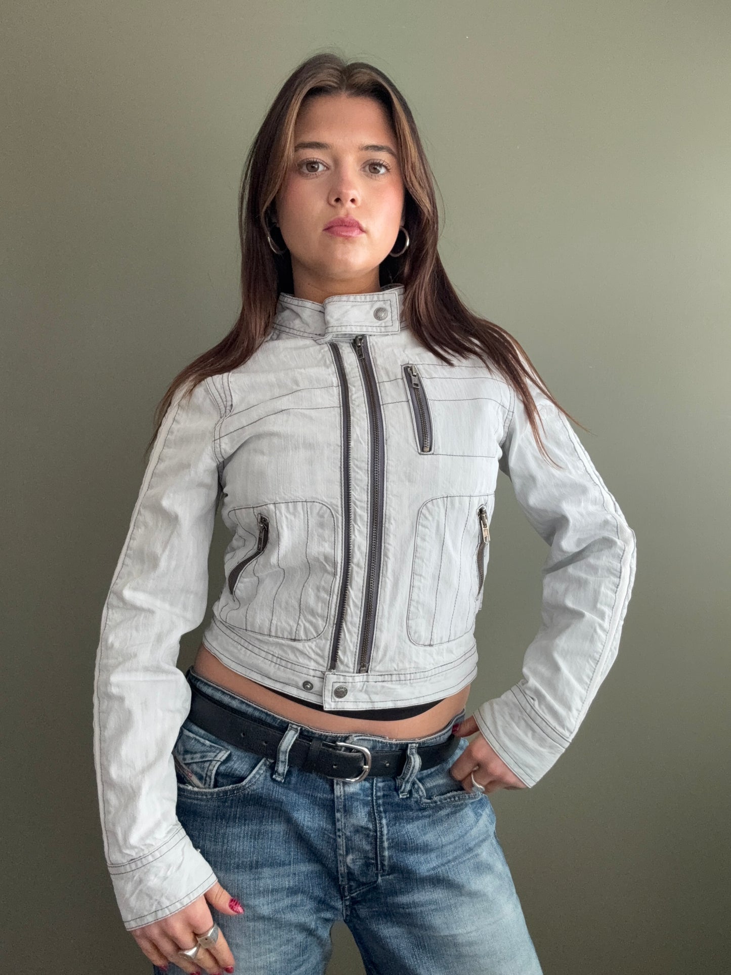 Grey Biker Jacket (UK10)