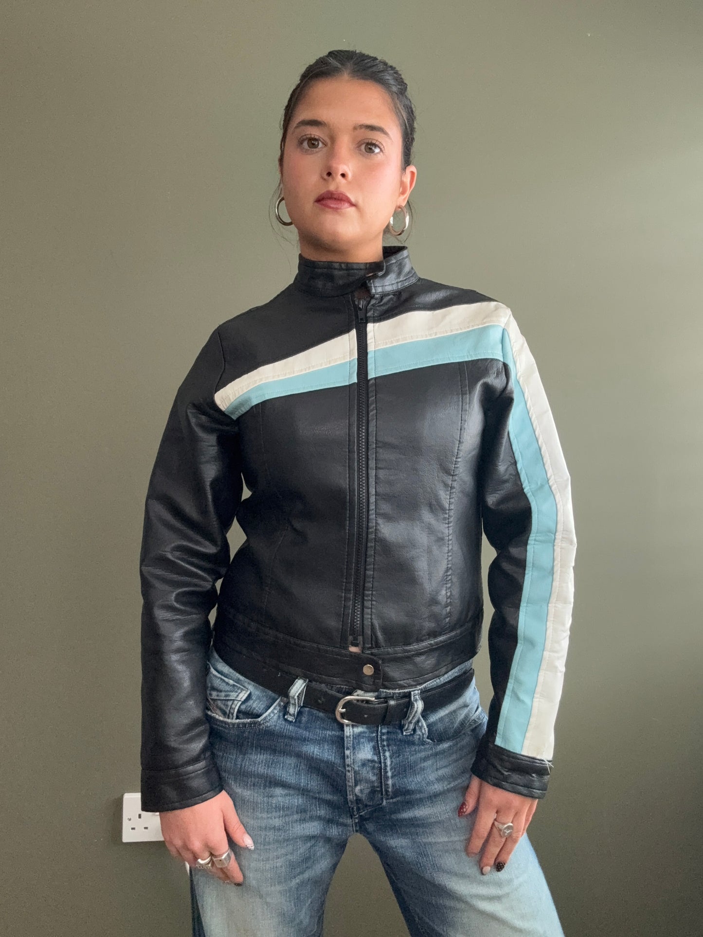 Faux Leather Racer Jacket (UK10)