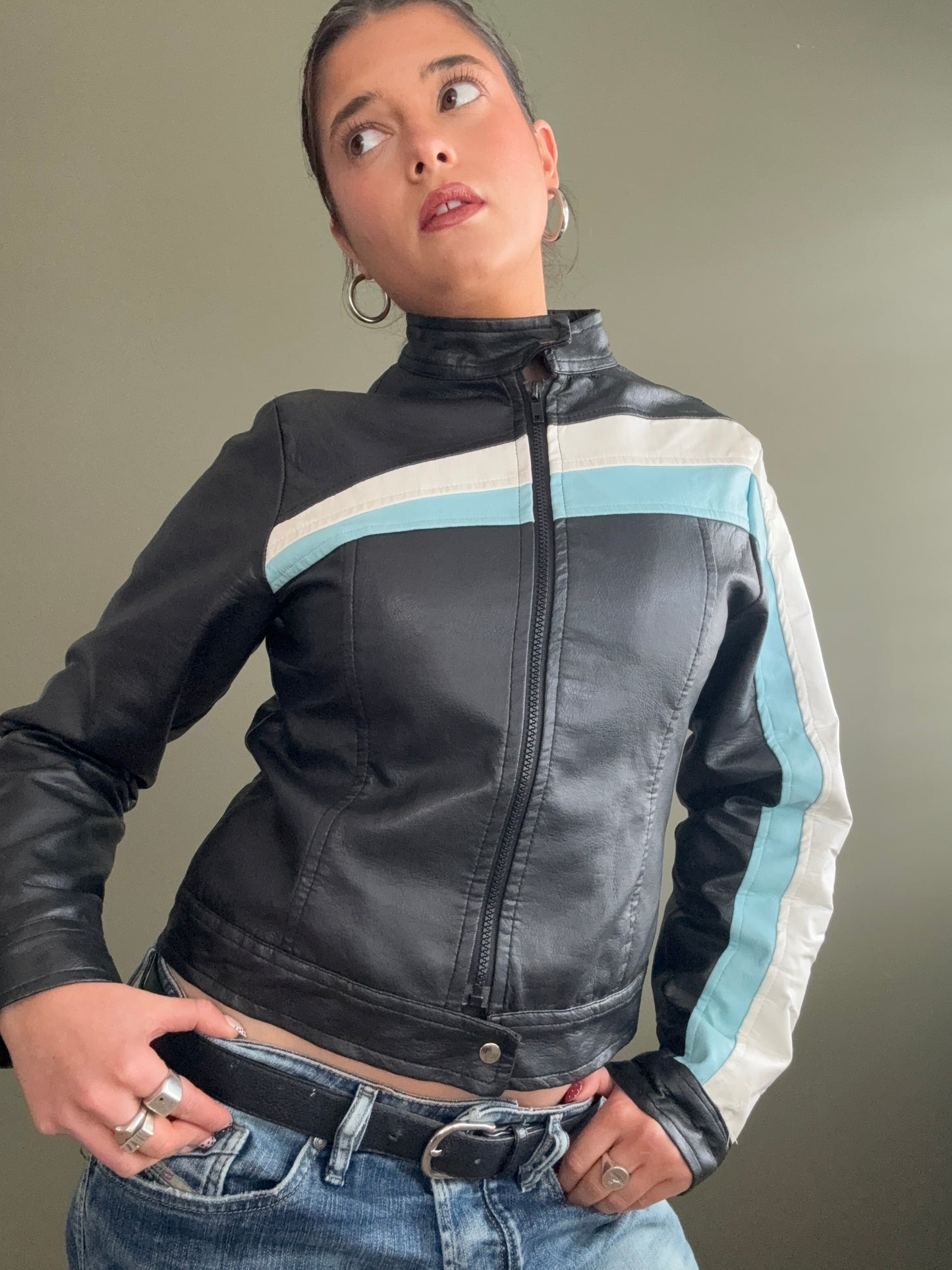 Faux Leather Racer Jacket (UK10)
