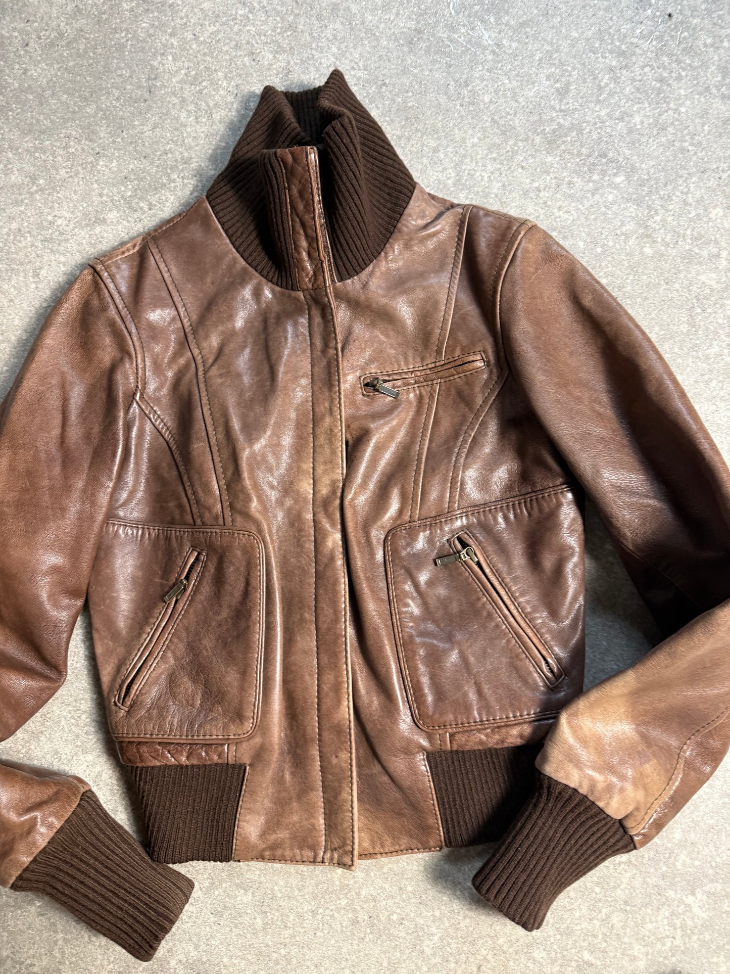 Oasis Brown Leather Jacket