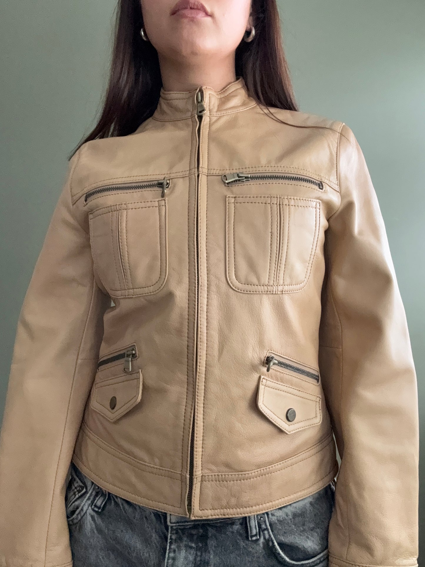 Leather Cargo Jacket (XS)