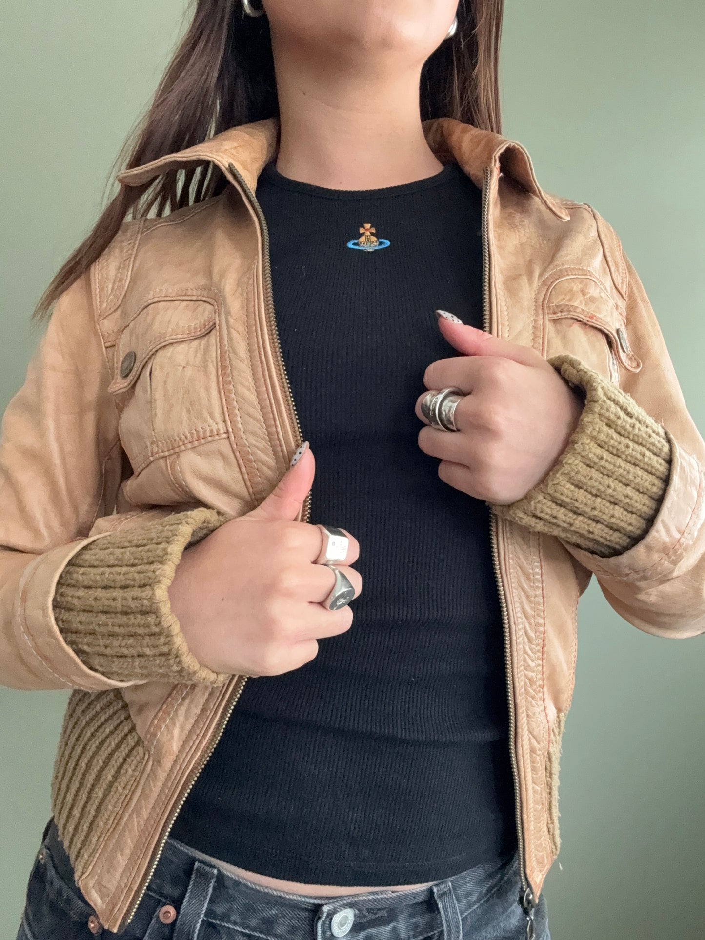 Leather Bomber Jacket (UK10)