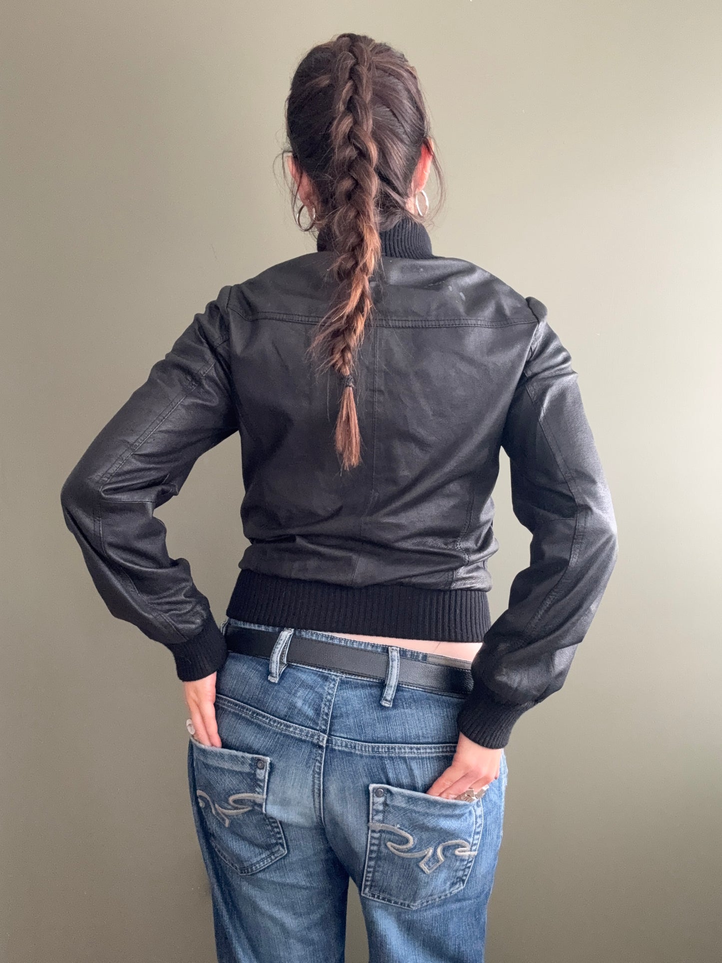 Leather Bomber Jacket (UK8)