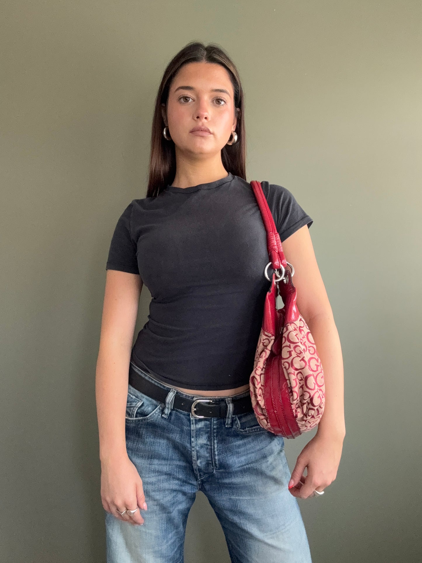 Red Guess Monogram Handbag