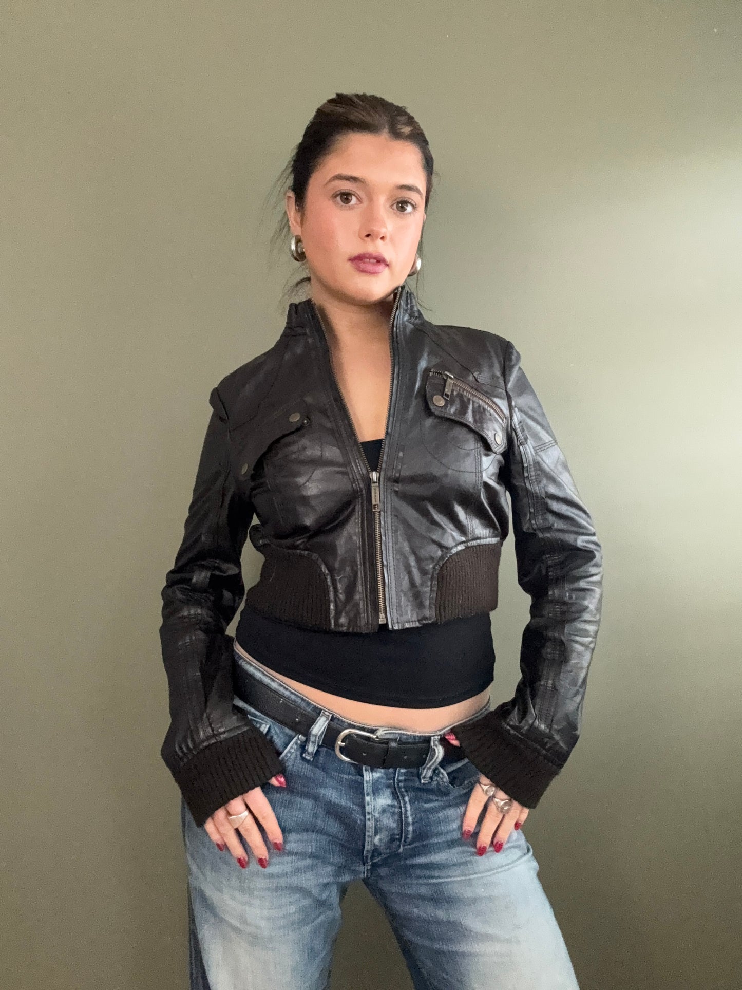 Cropped Leather Jacket (UK12)