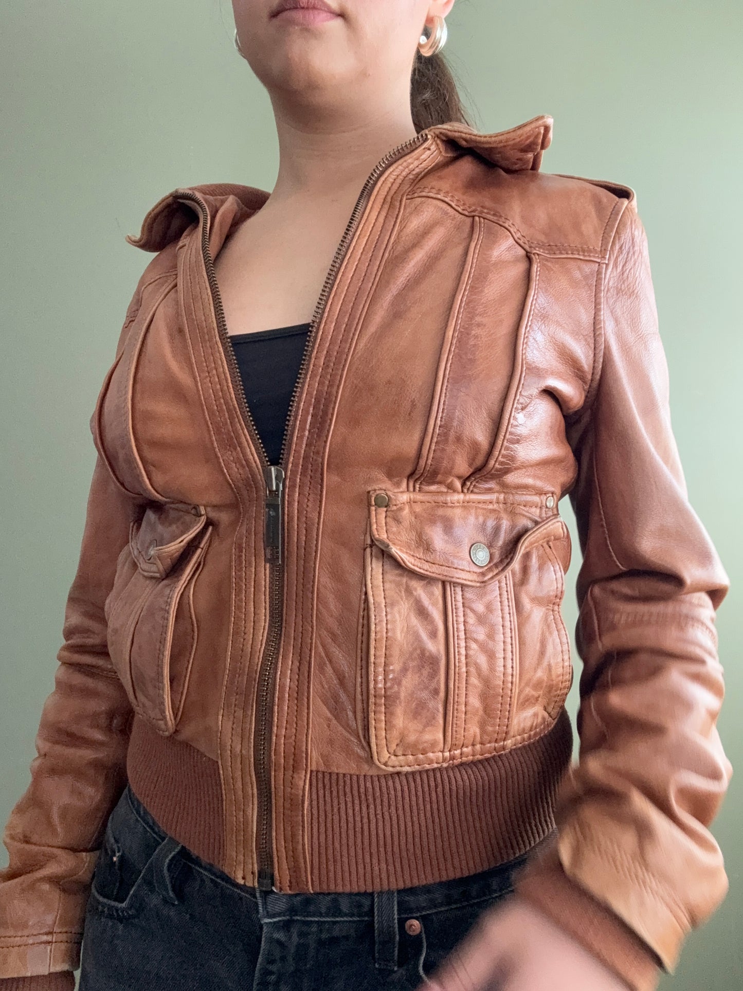 Leather Bomber Jacket (UK10)