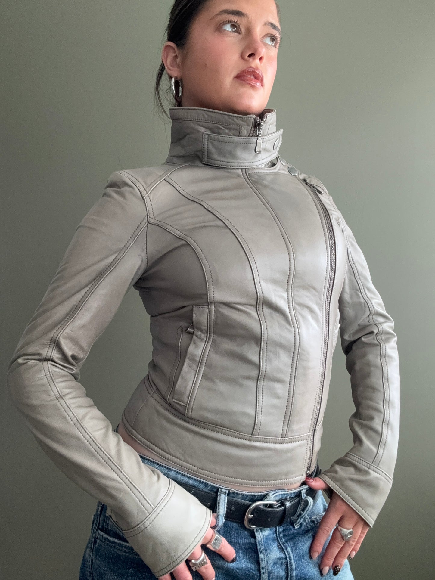 Ted Baker Fitted Leather Jacket (XS)