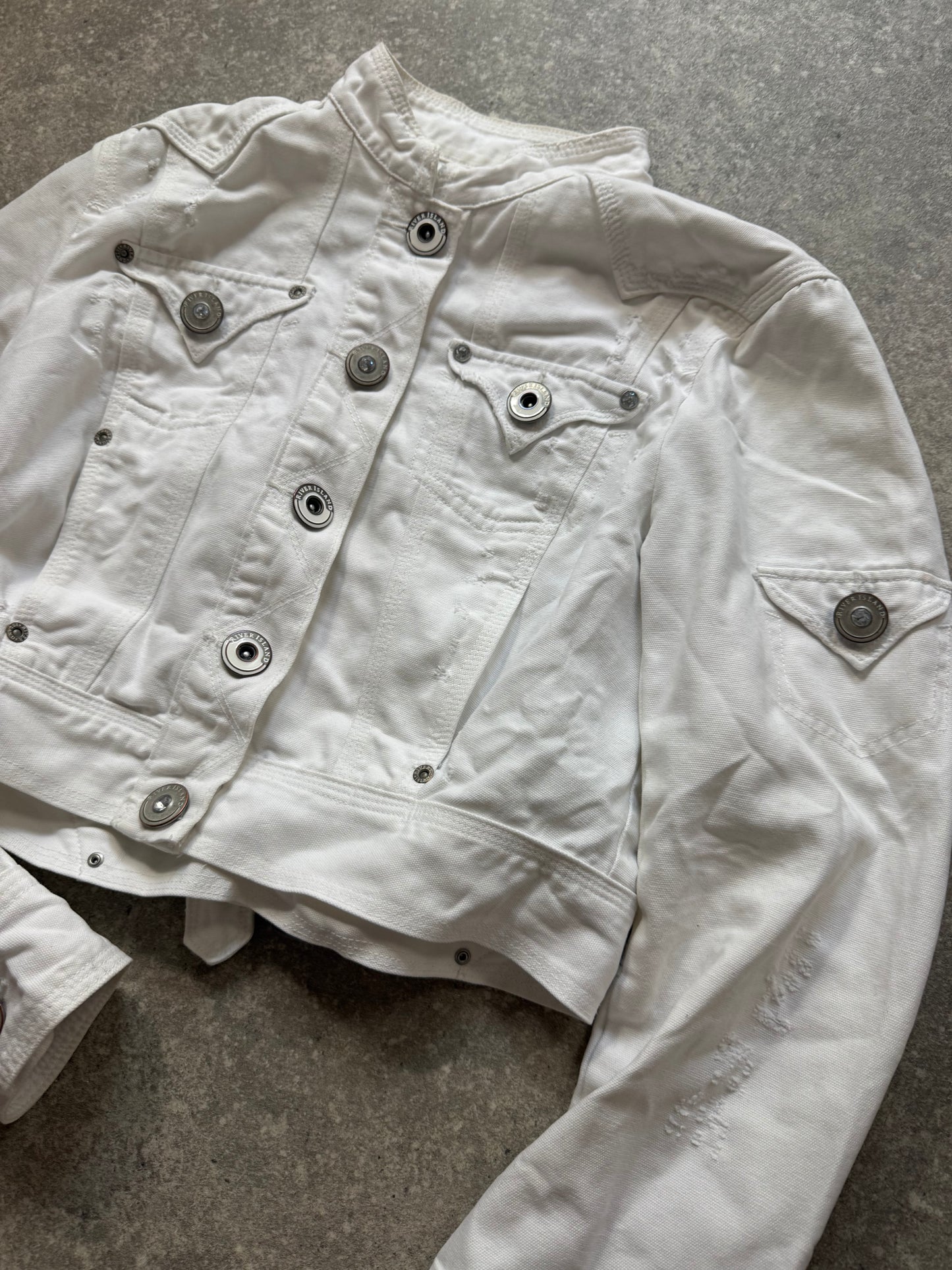 Y2K Cropped Denim Jacket (UK12)