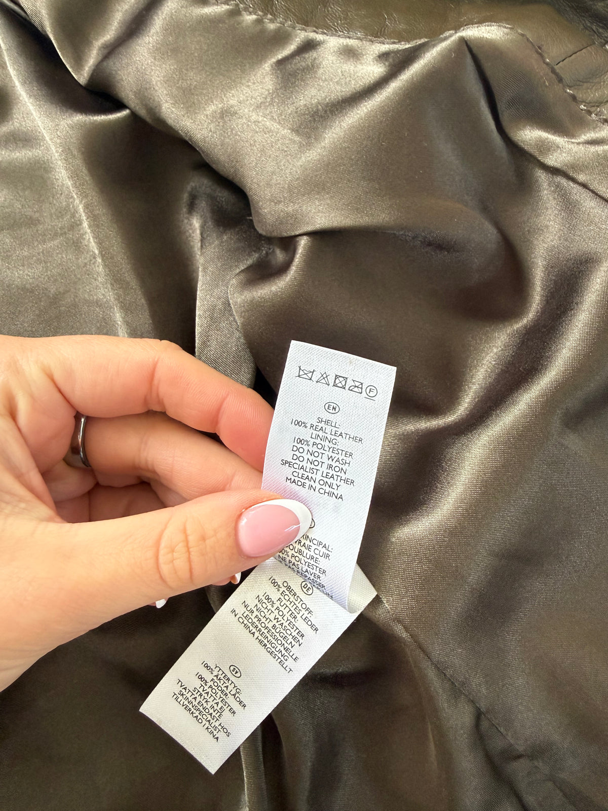 Khaki Leather Cargo Jacket (UK8)