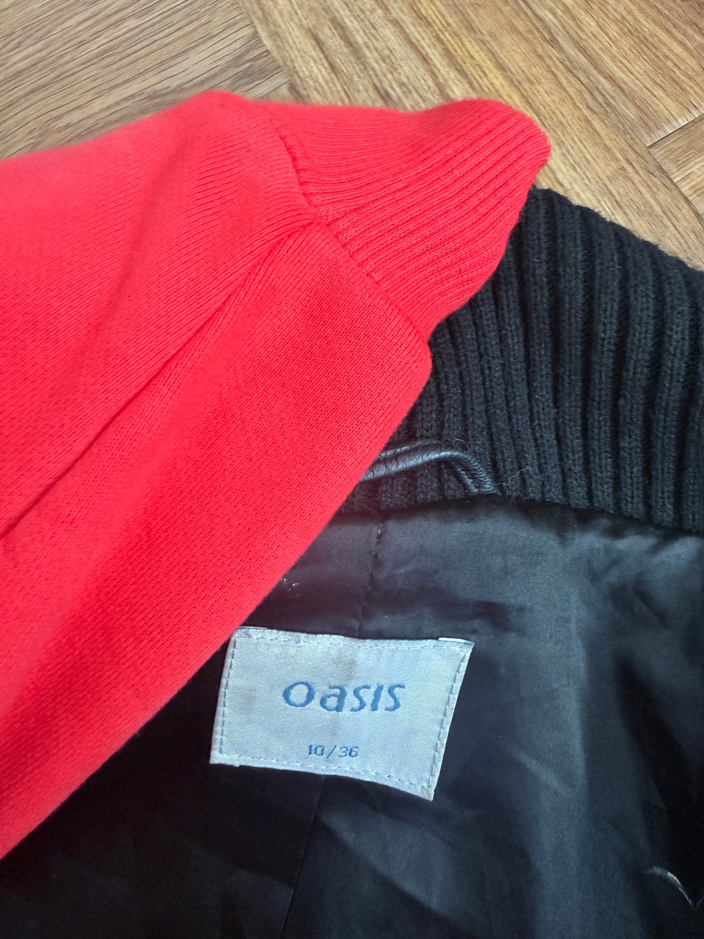 Black Leather Bomber Jacket (UK10)