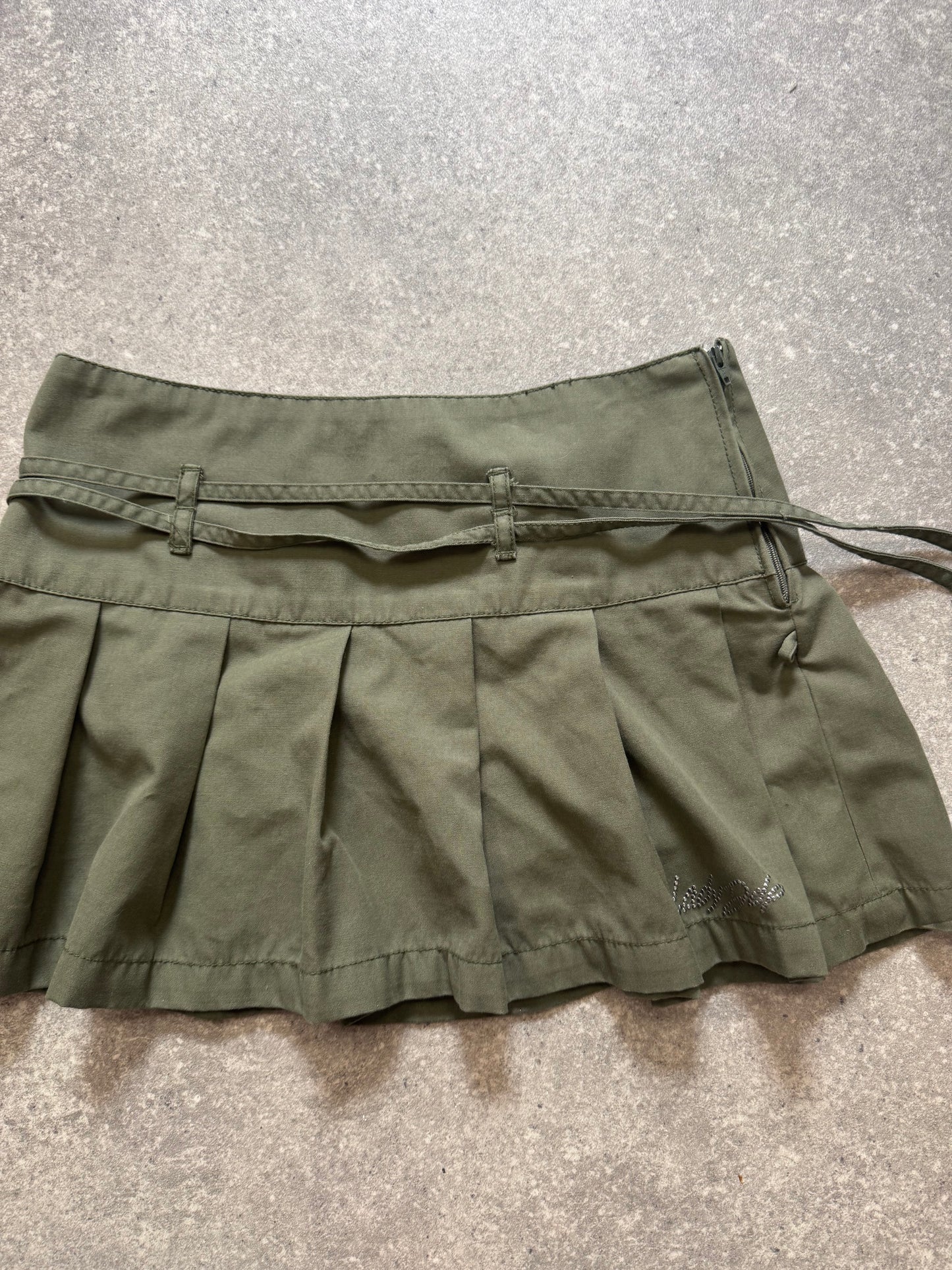 Khaki Mini Pleated Skirt (S)