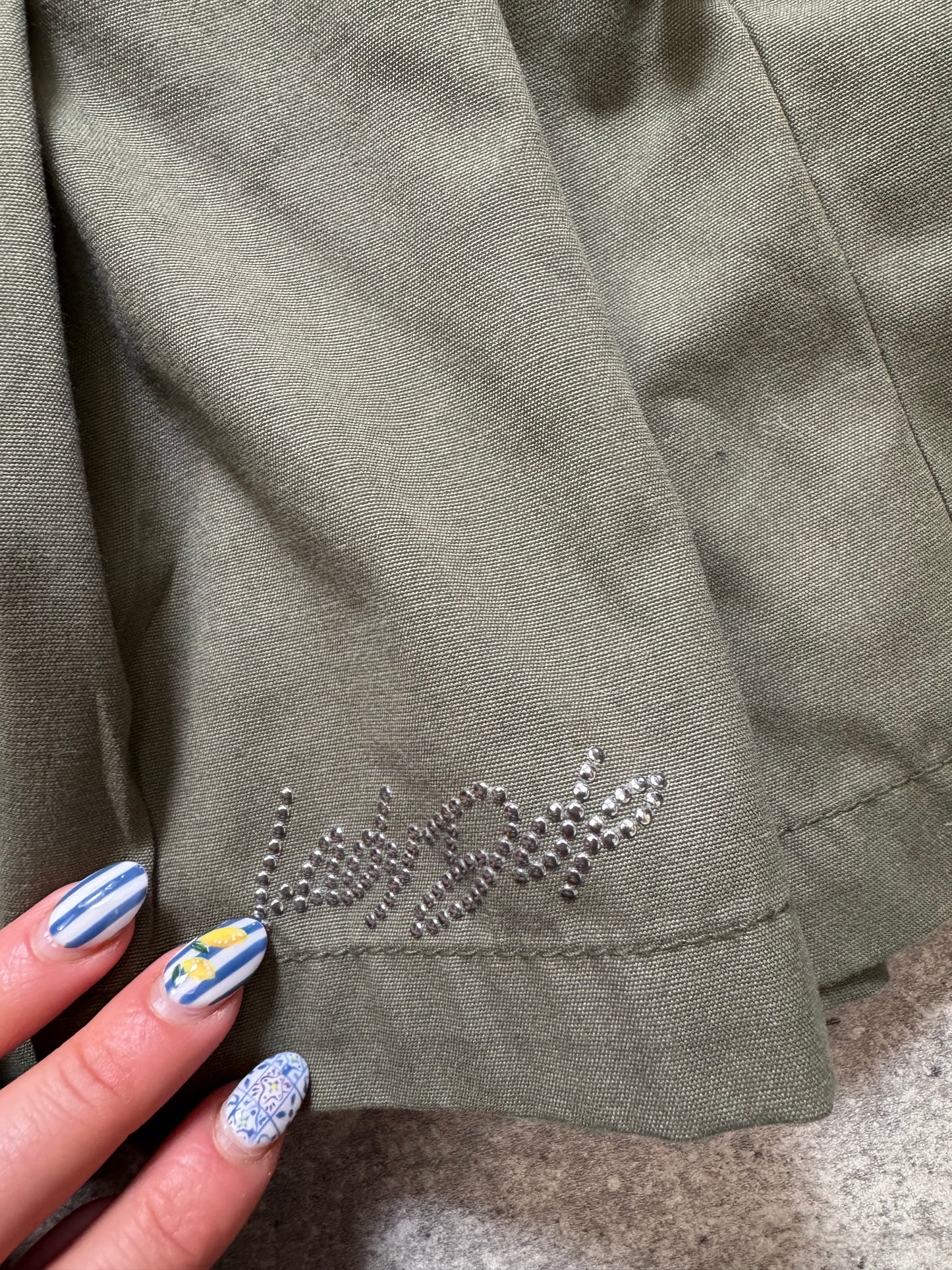 Khaki Mini Pleated Skirt (S)