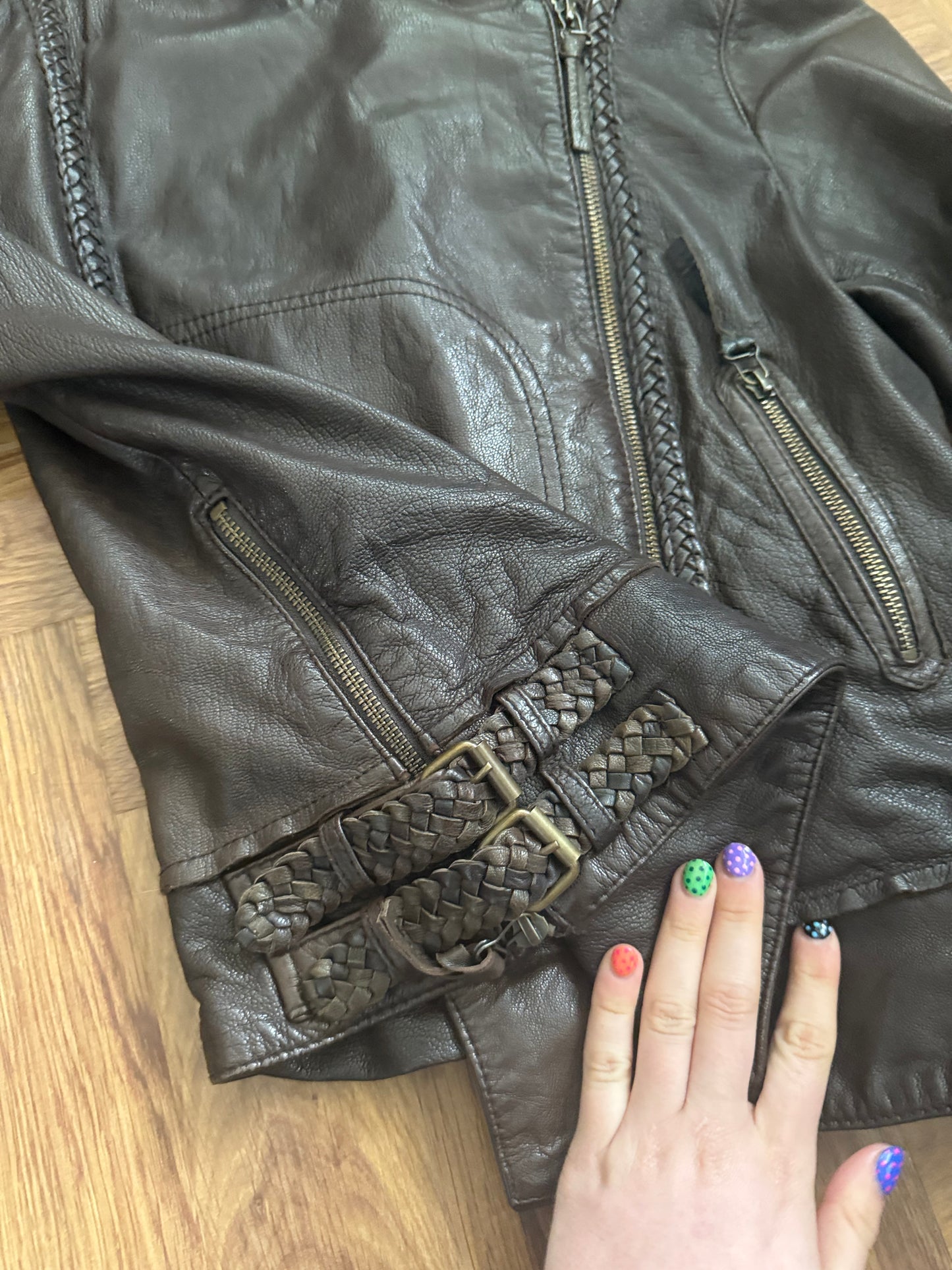 Allsaints Leather Braided Jacket (UK12)
