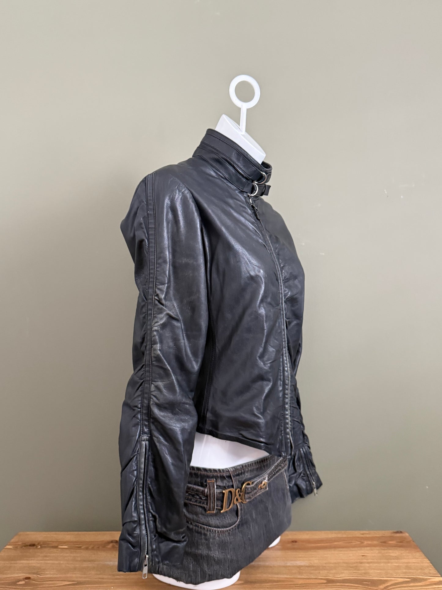 Leather Ruched Jacket (UK14)