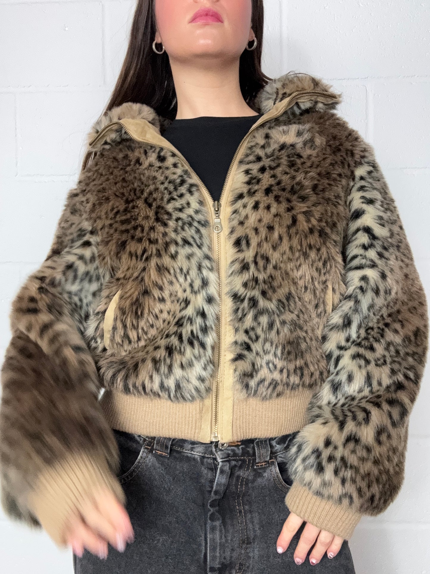 Leopard Print Faux Fur Jacket (UK14)