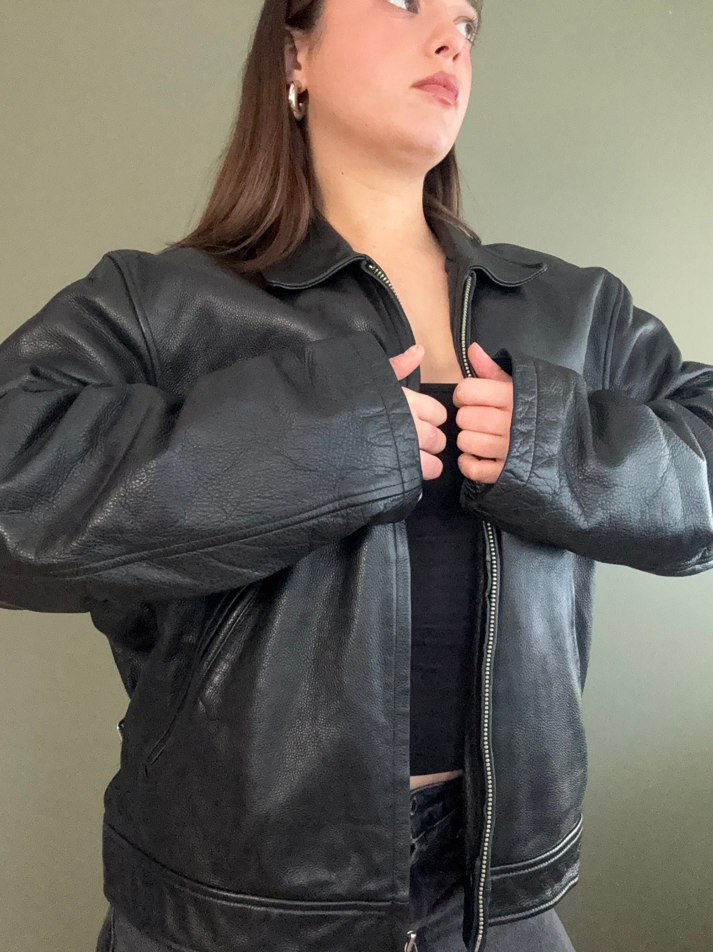 DKNY Leather Jacket (L)