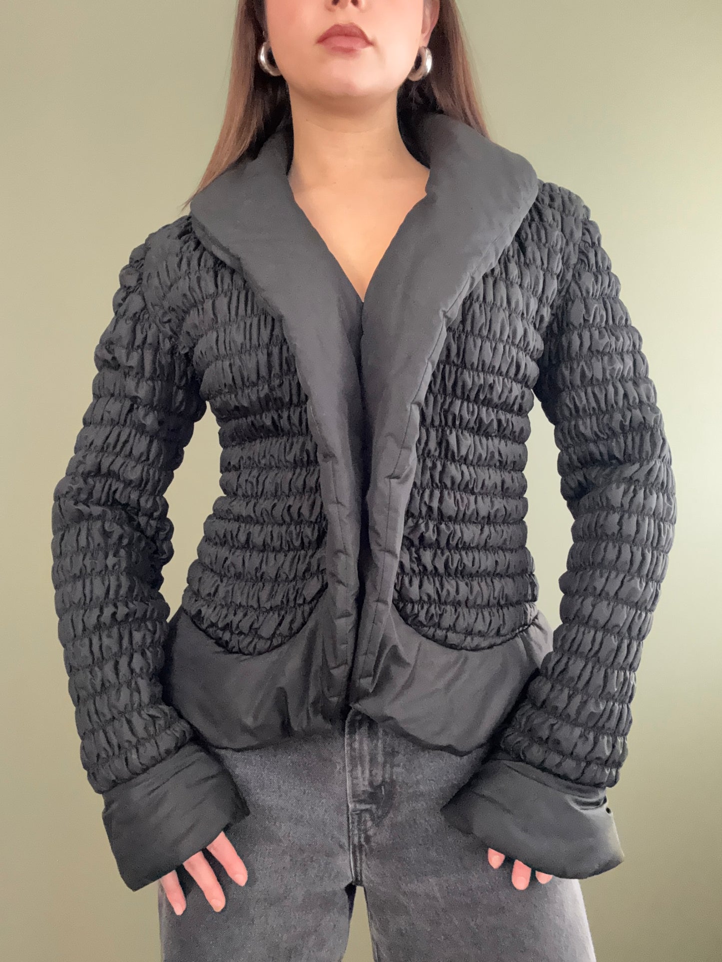 Ruched Fitted Puffer Coat (UK10)