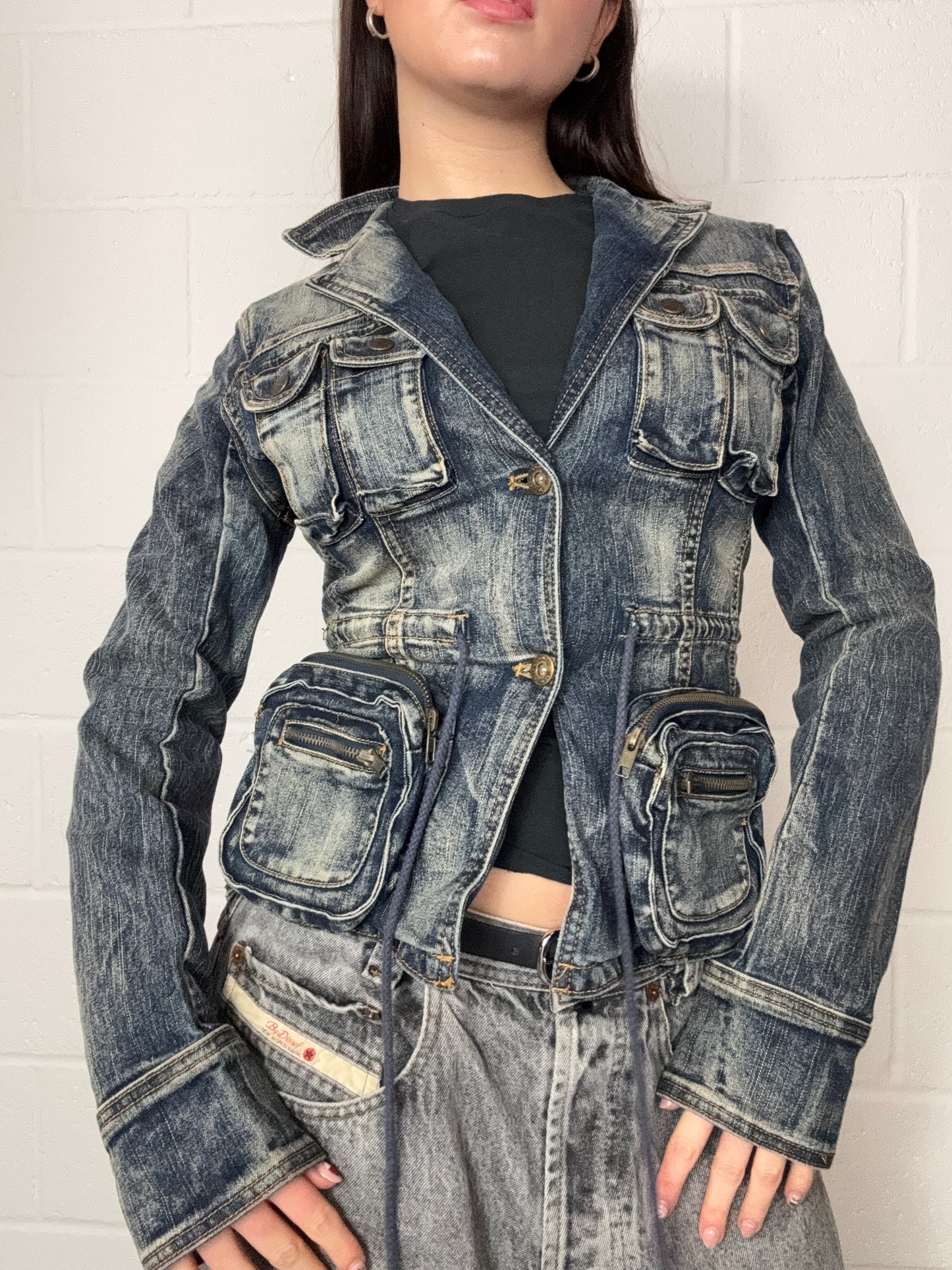 Y2K Cargo Denim Jacket (S)