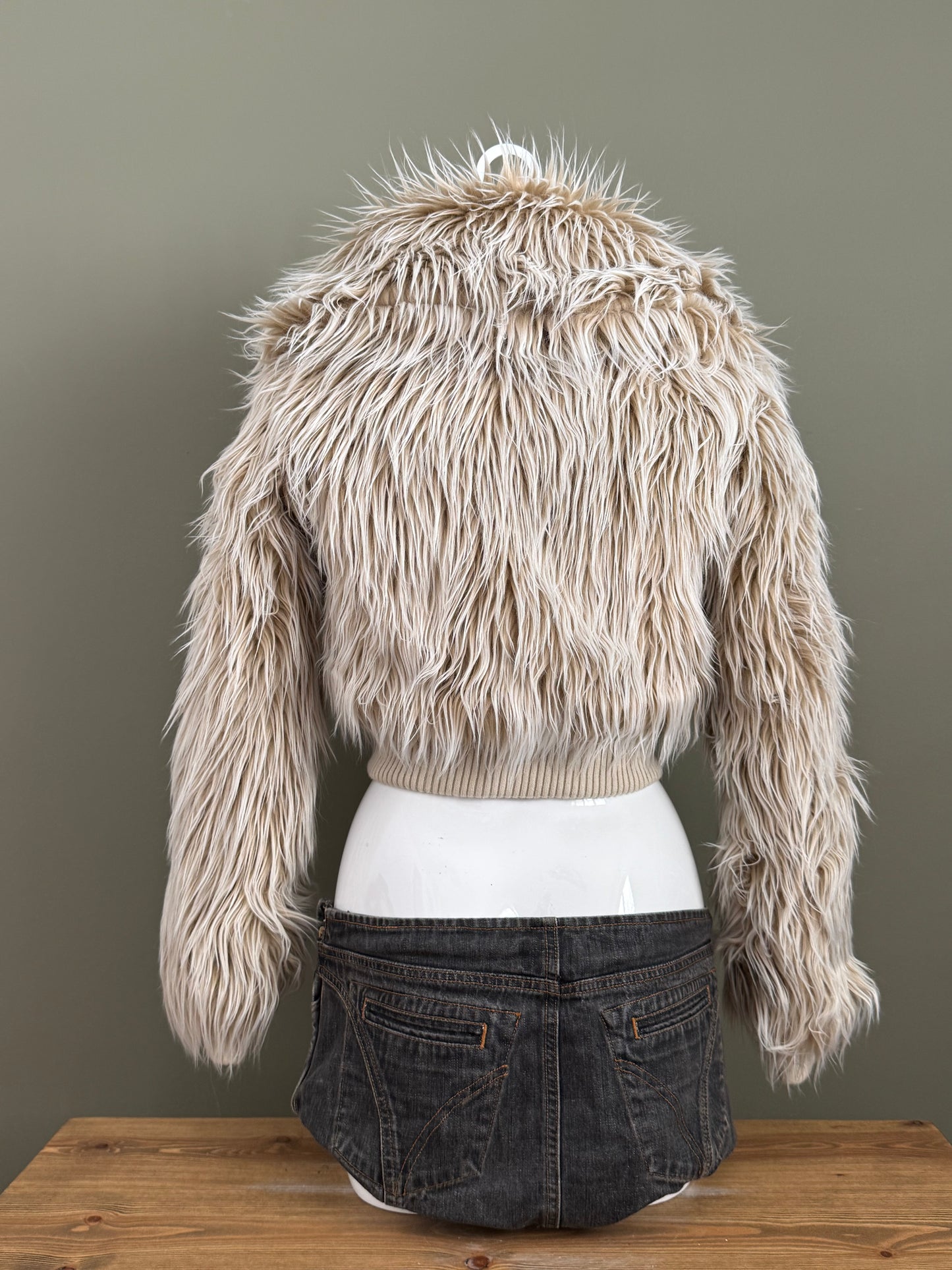 Faux Fur Crop Jacket (UK6)