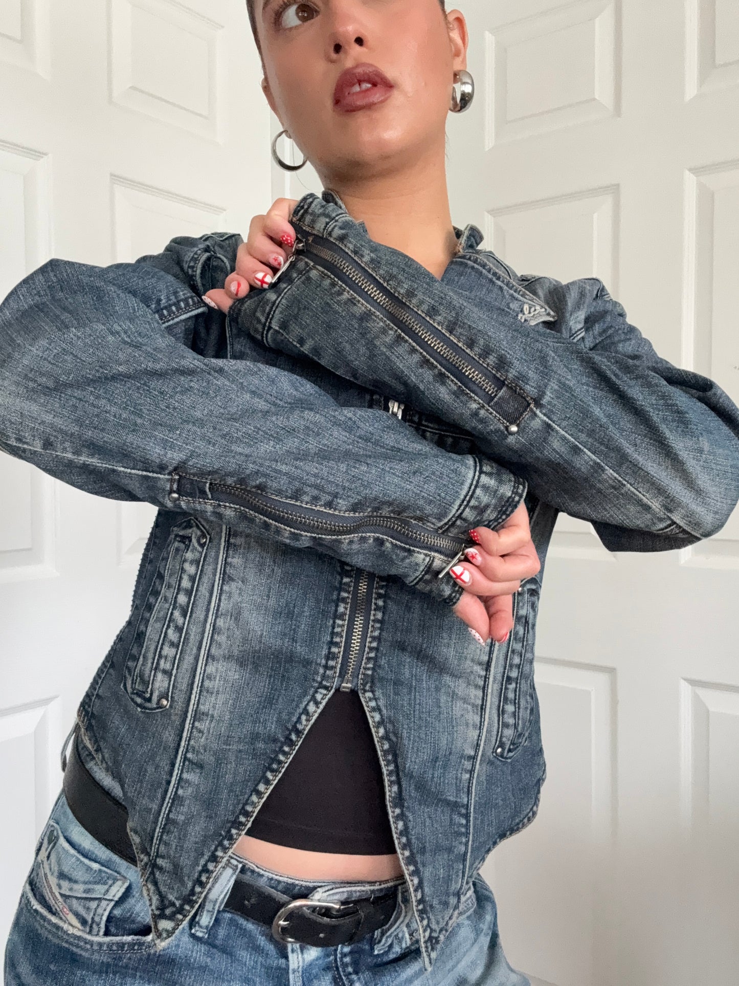 Denim Military Jacket (L)