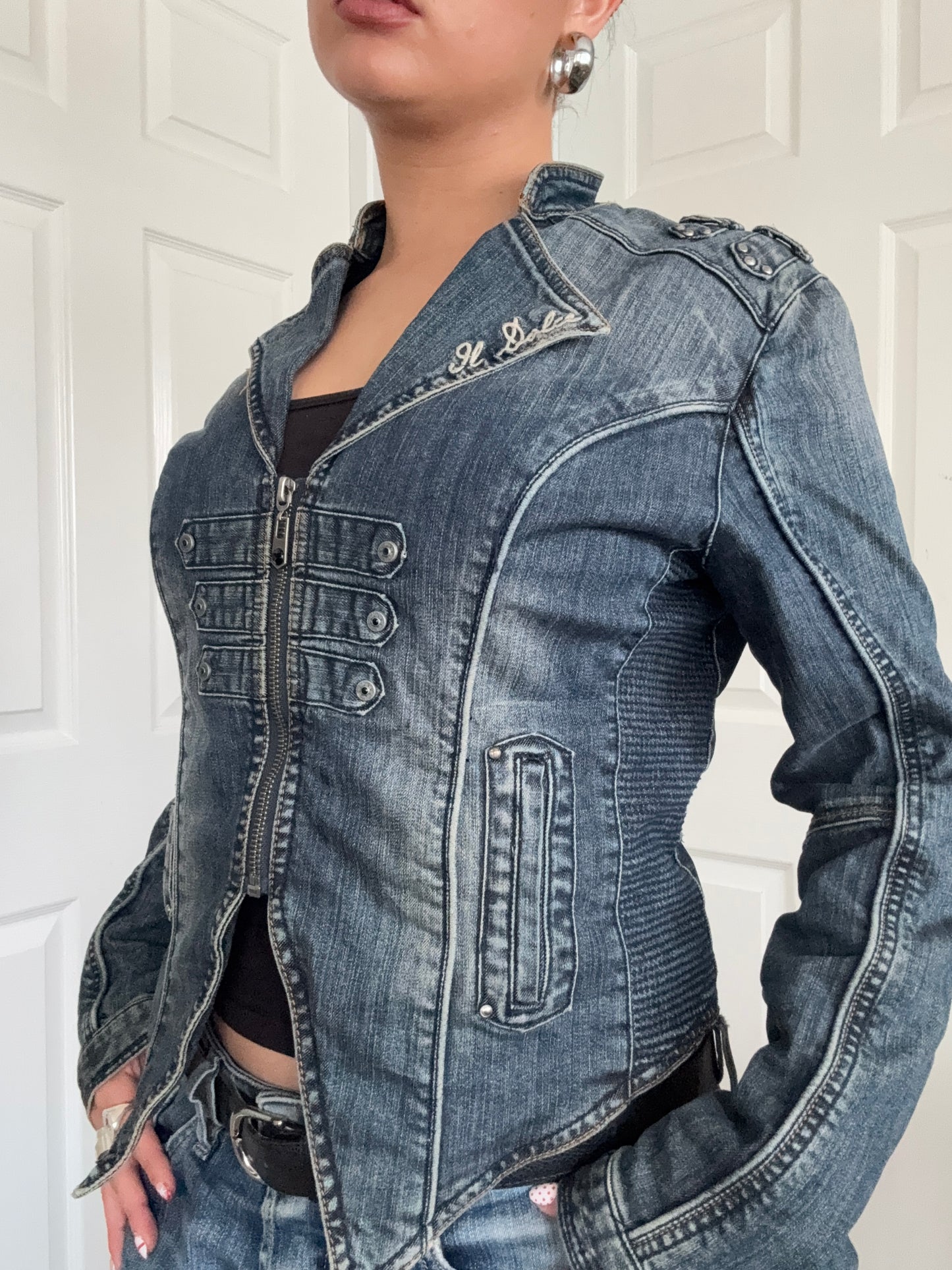 Denim Military Jacket (L)