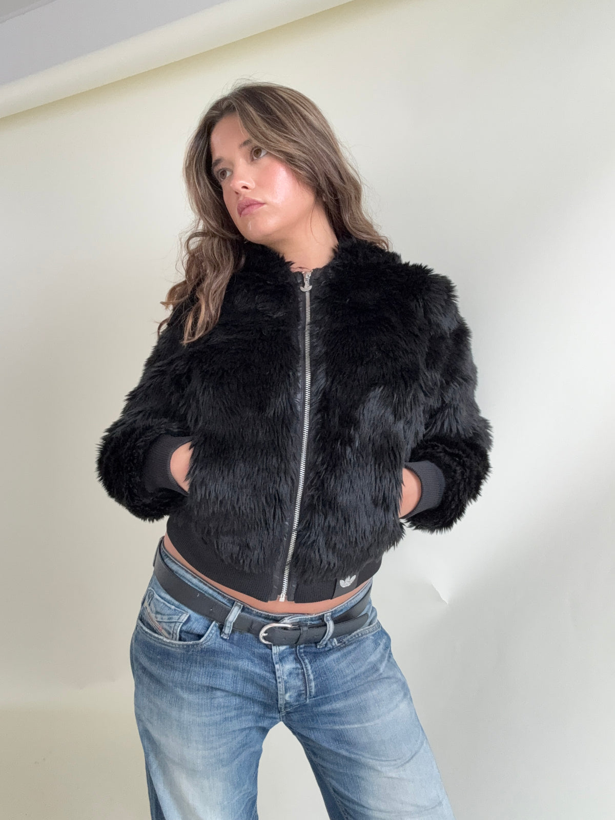 Adidas Faux Fur Bomber Jacket (S)