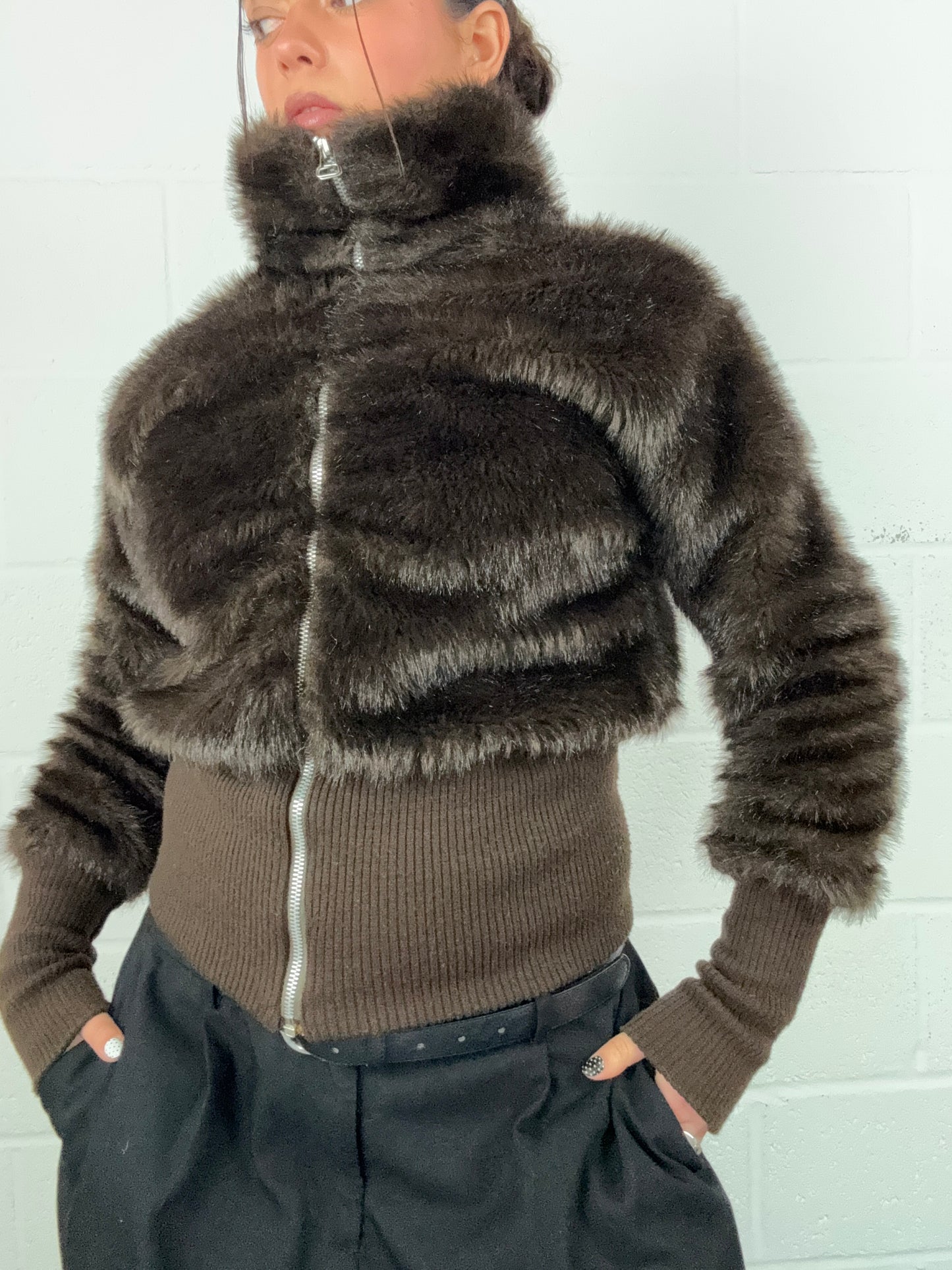 Morgan De Toi Faux Fur Bomber Jacket (M)