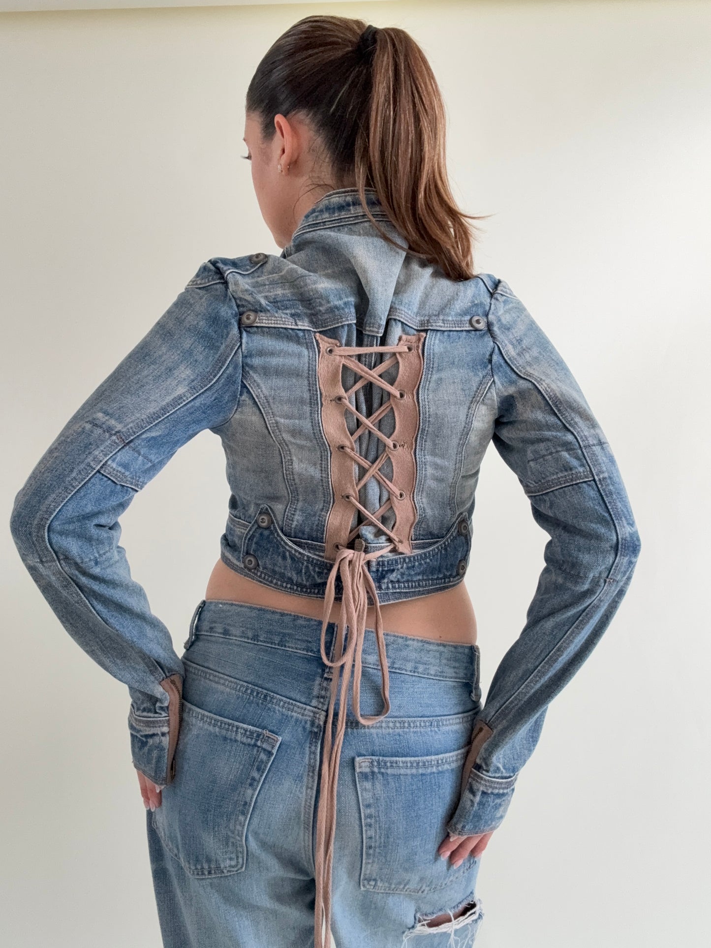Cropped Denim Corset Jacket (UK14)