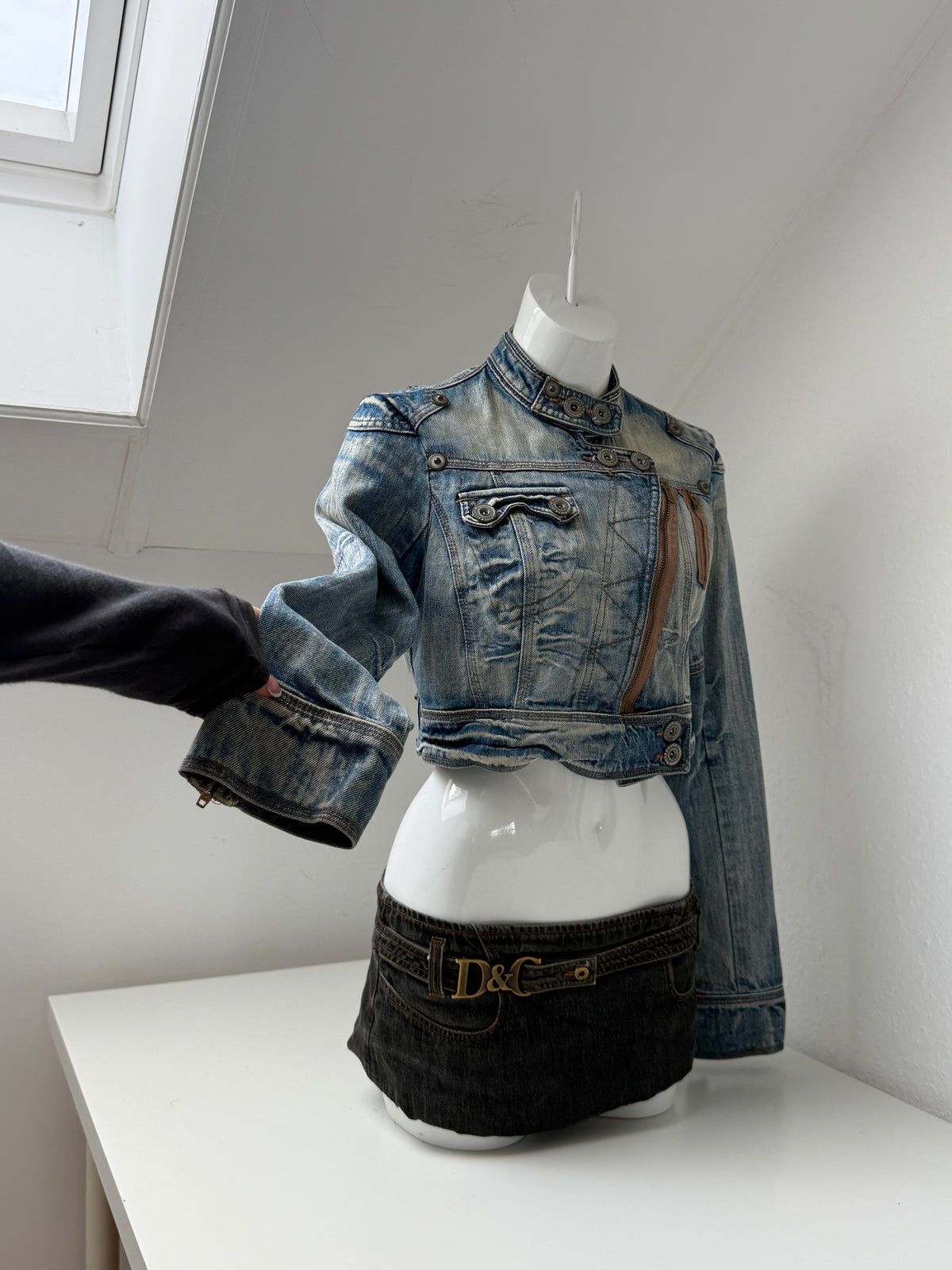 Cropped Denim Utility Jacket (UK12)