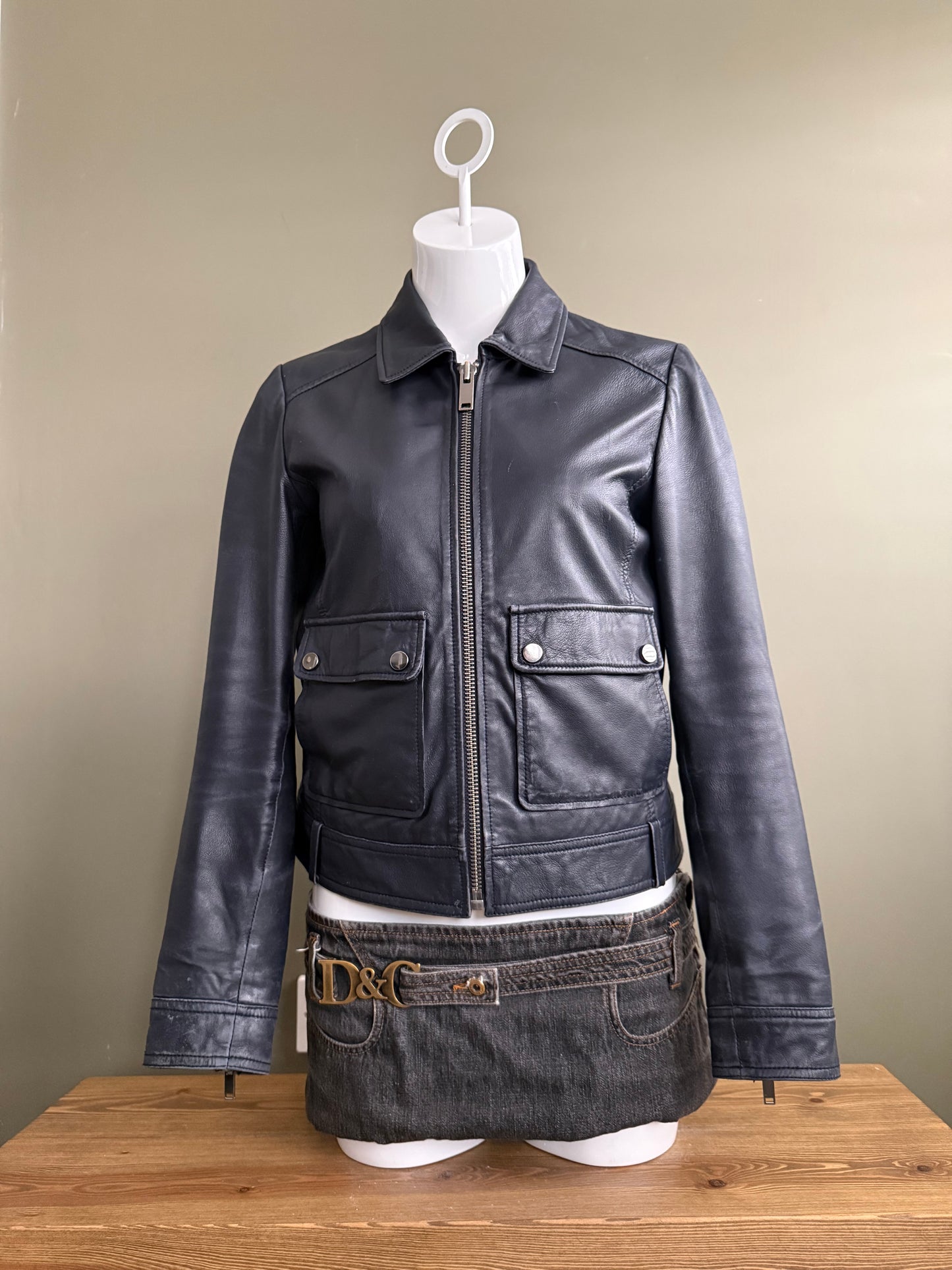 Leather Fitted Jacket (UK10)