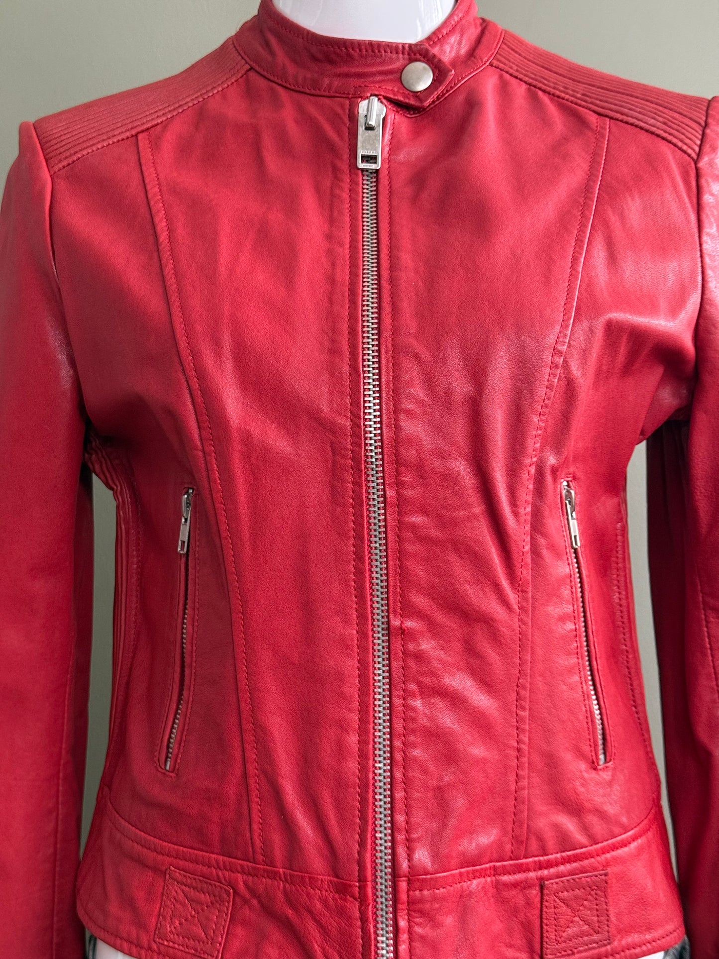 Diesel Red Leather Jacket (M)