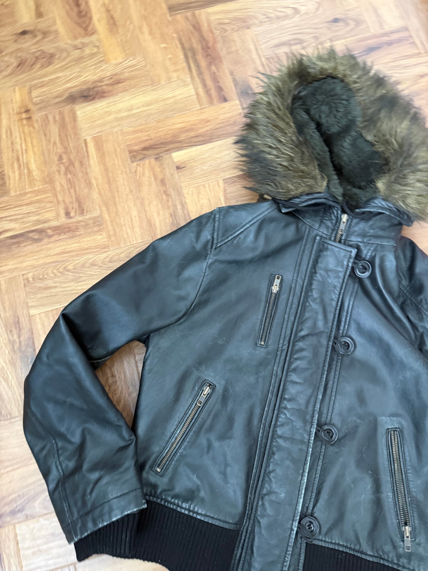 Joe Browns Leather Utility Jacket (UK18)