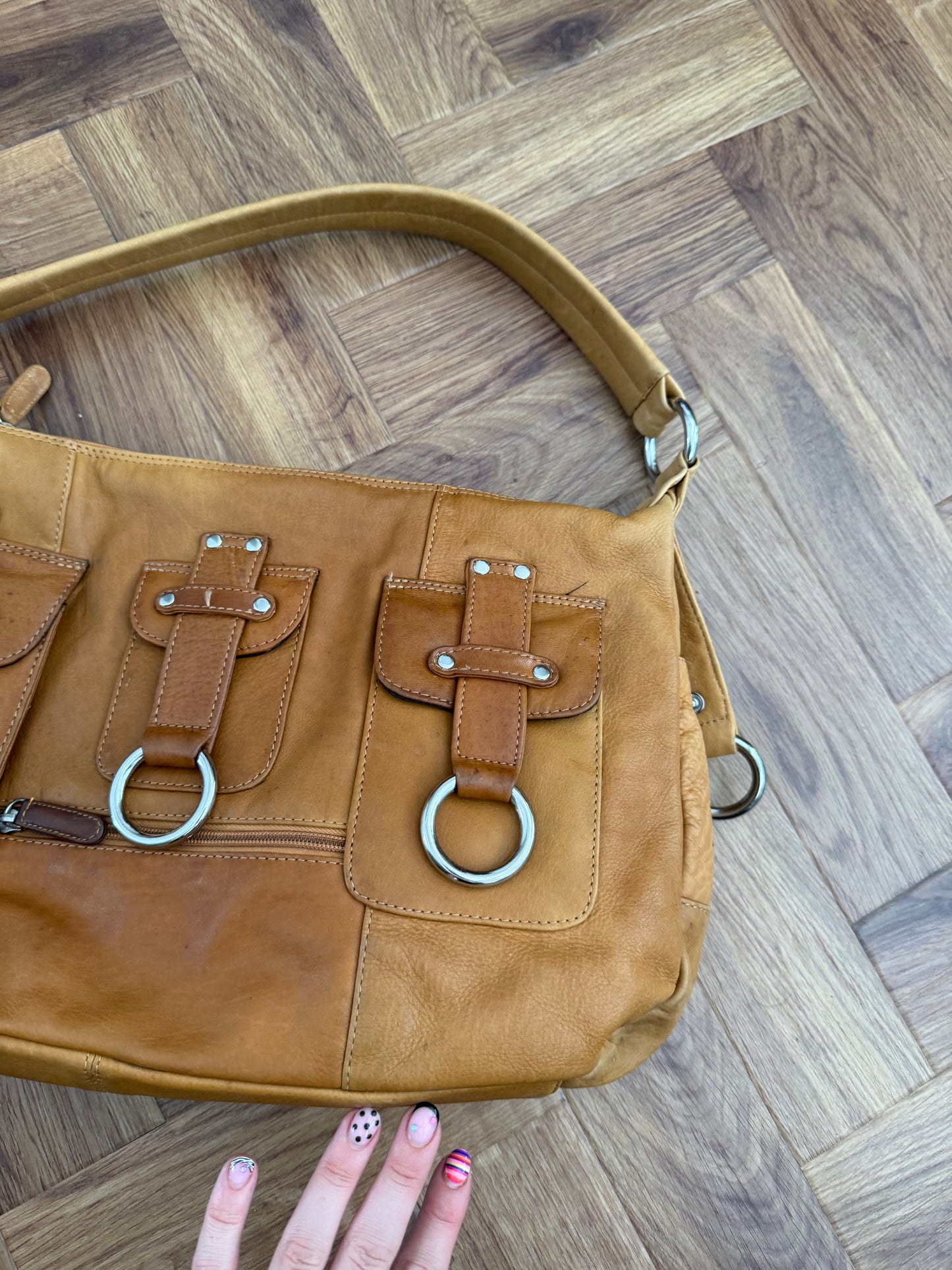 Vintage Leather Buckle Shoulder Bag