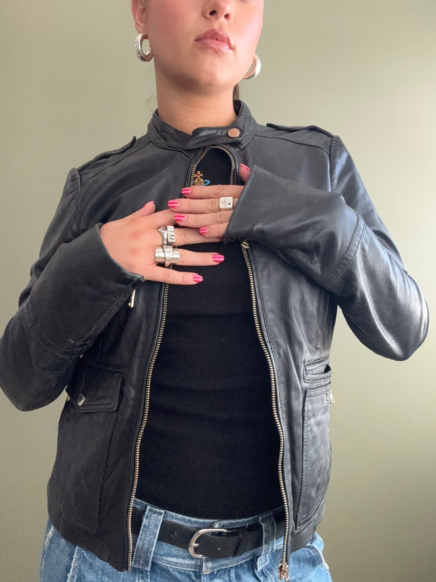 Massimo Dutti Leather Jacket (S)