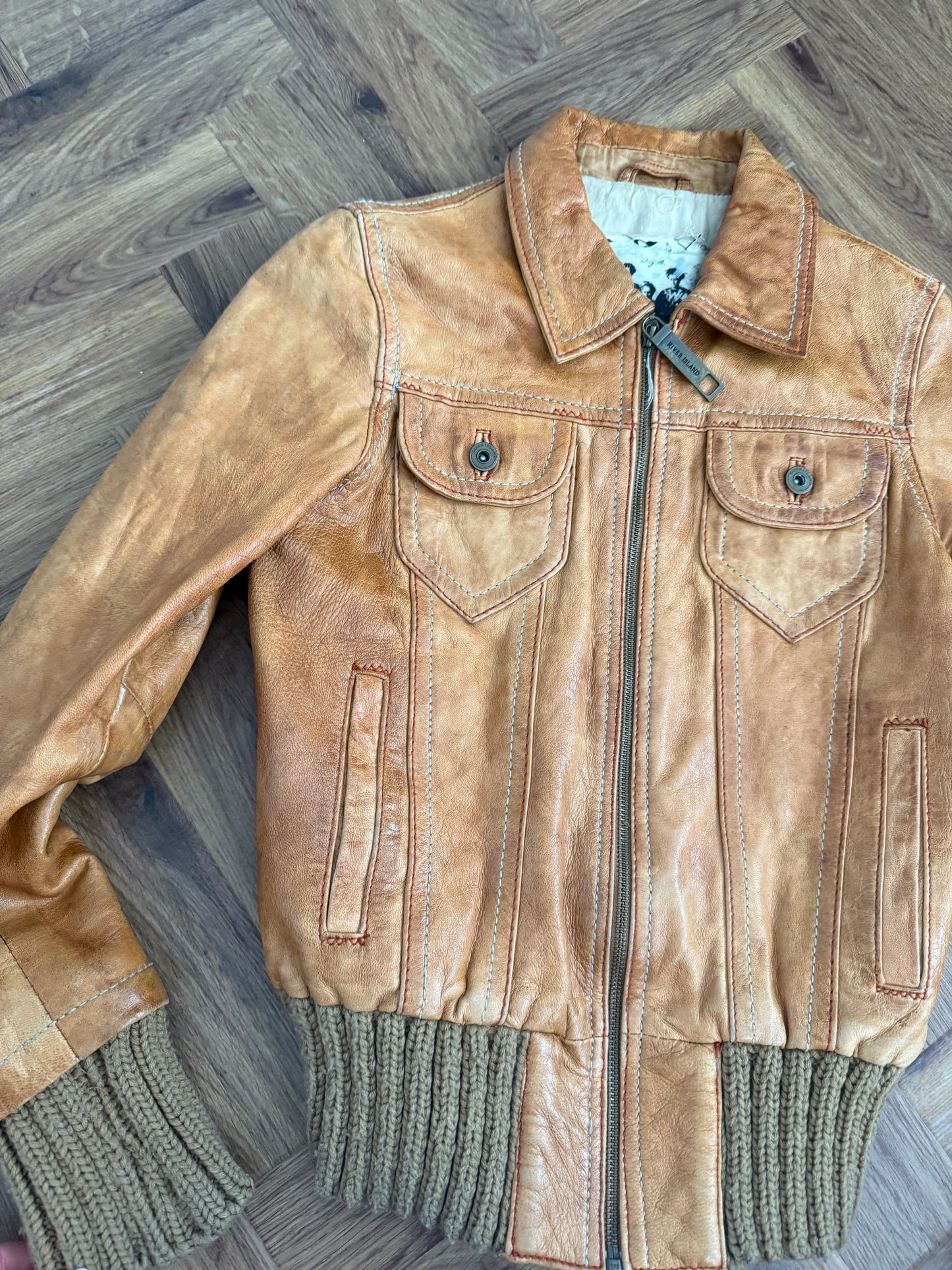 Vintage Leather Bomber Jacket (UK10)