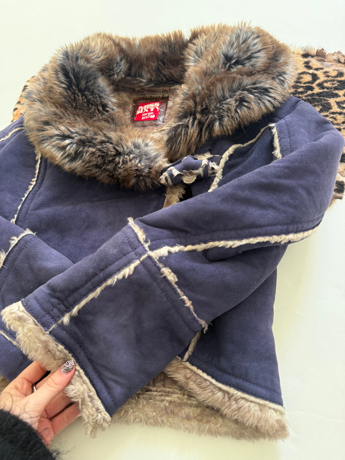 Miss Sixty Purple Faux Fur Jacket (L)