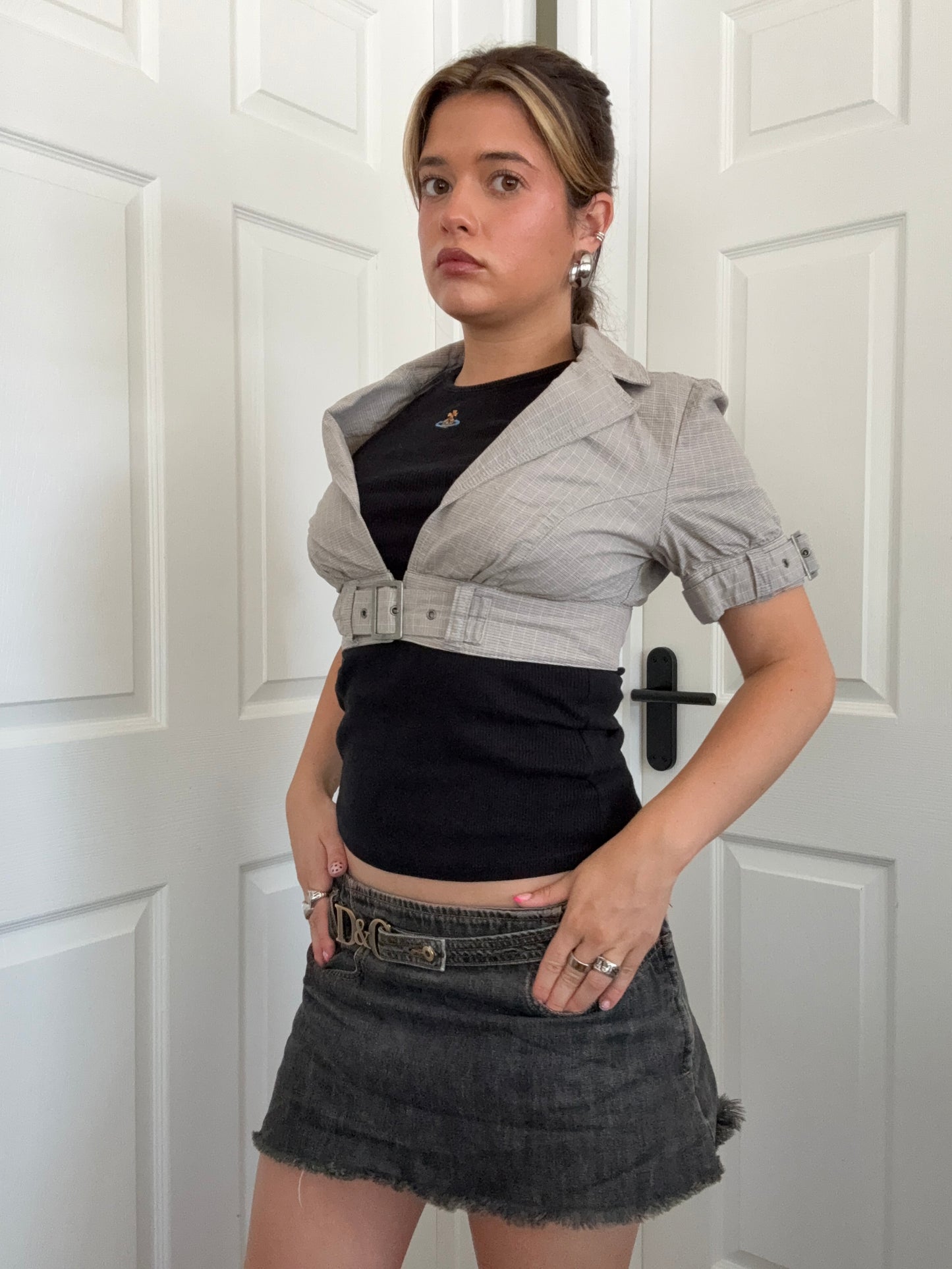 Tartan Shortsleeve Buckle Jacket (UK8)