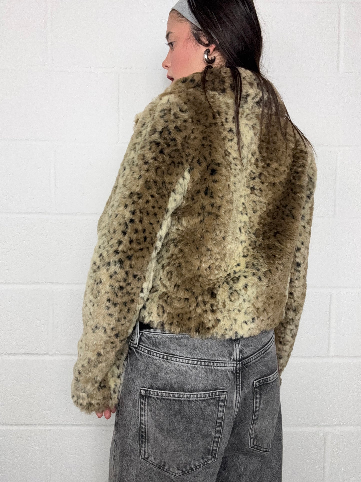 Lipsy Leopard Faux Fur Jacket (UK10)