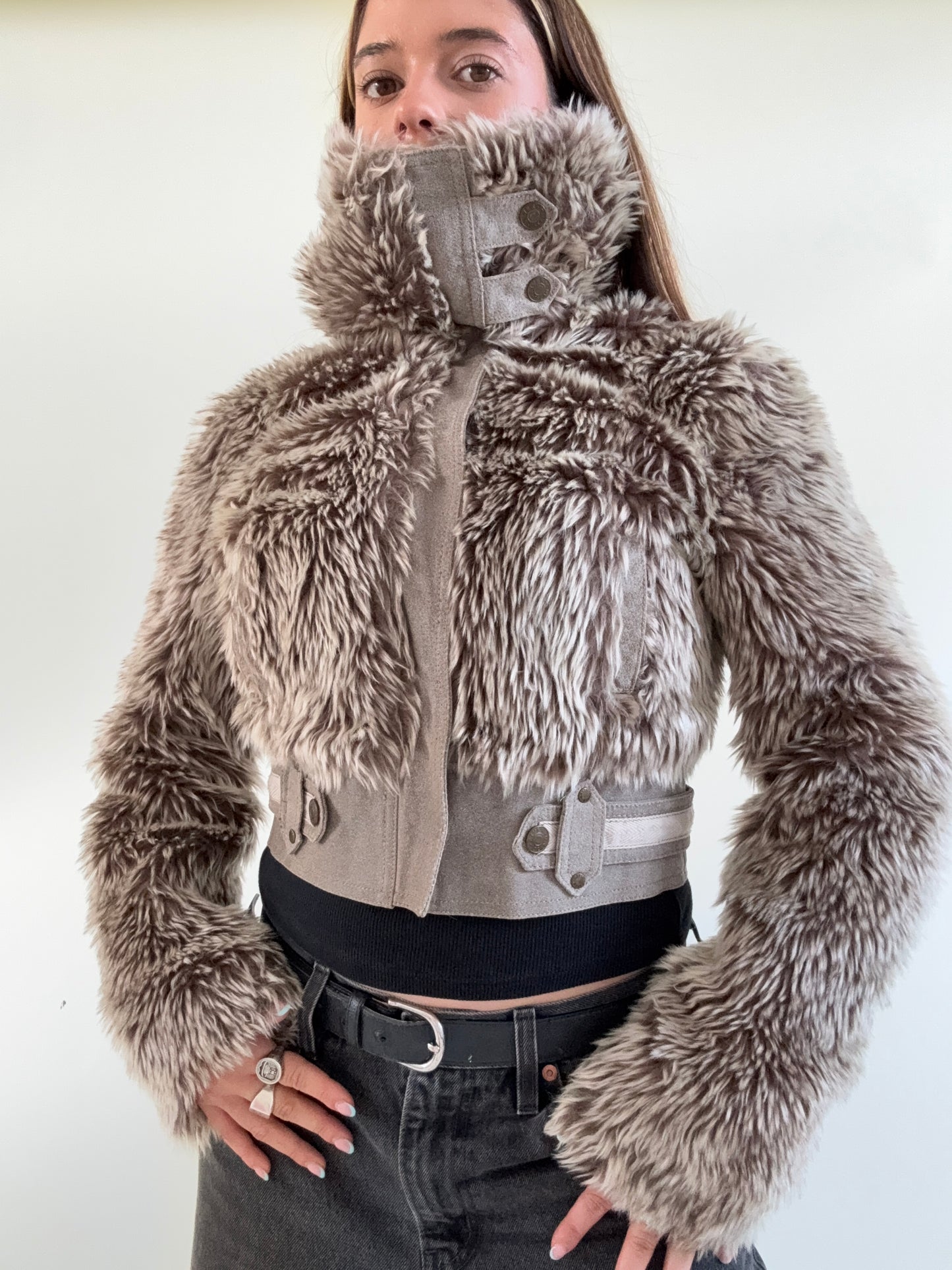 Faux Fur Bomber Jacket (UK10)