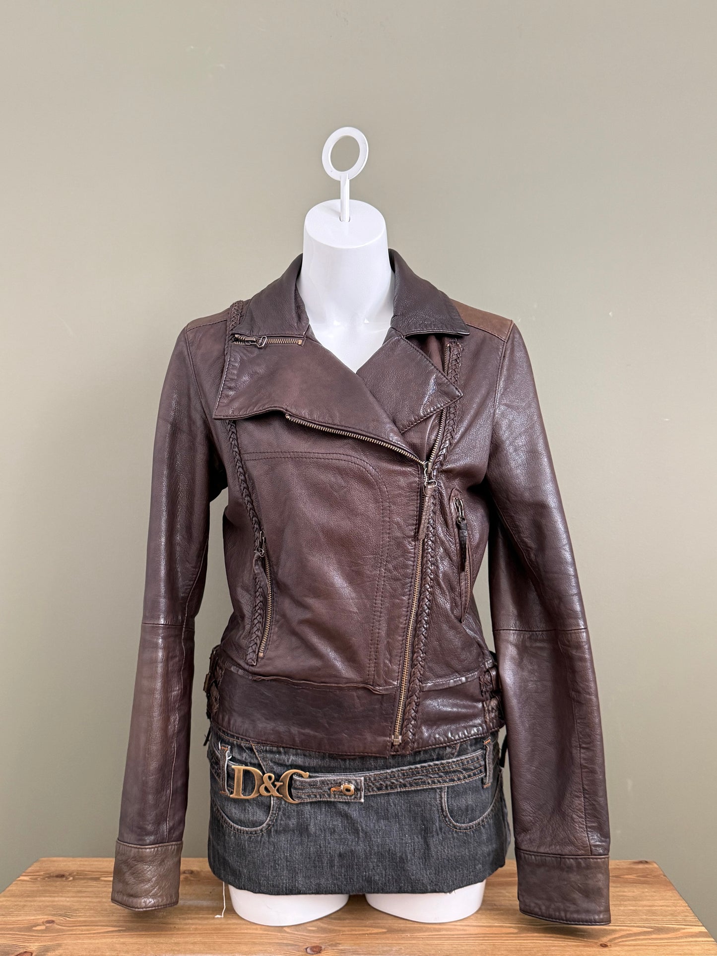 Allsaints Leather Braided Jacket (UK12)