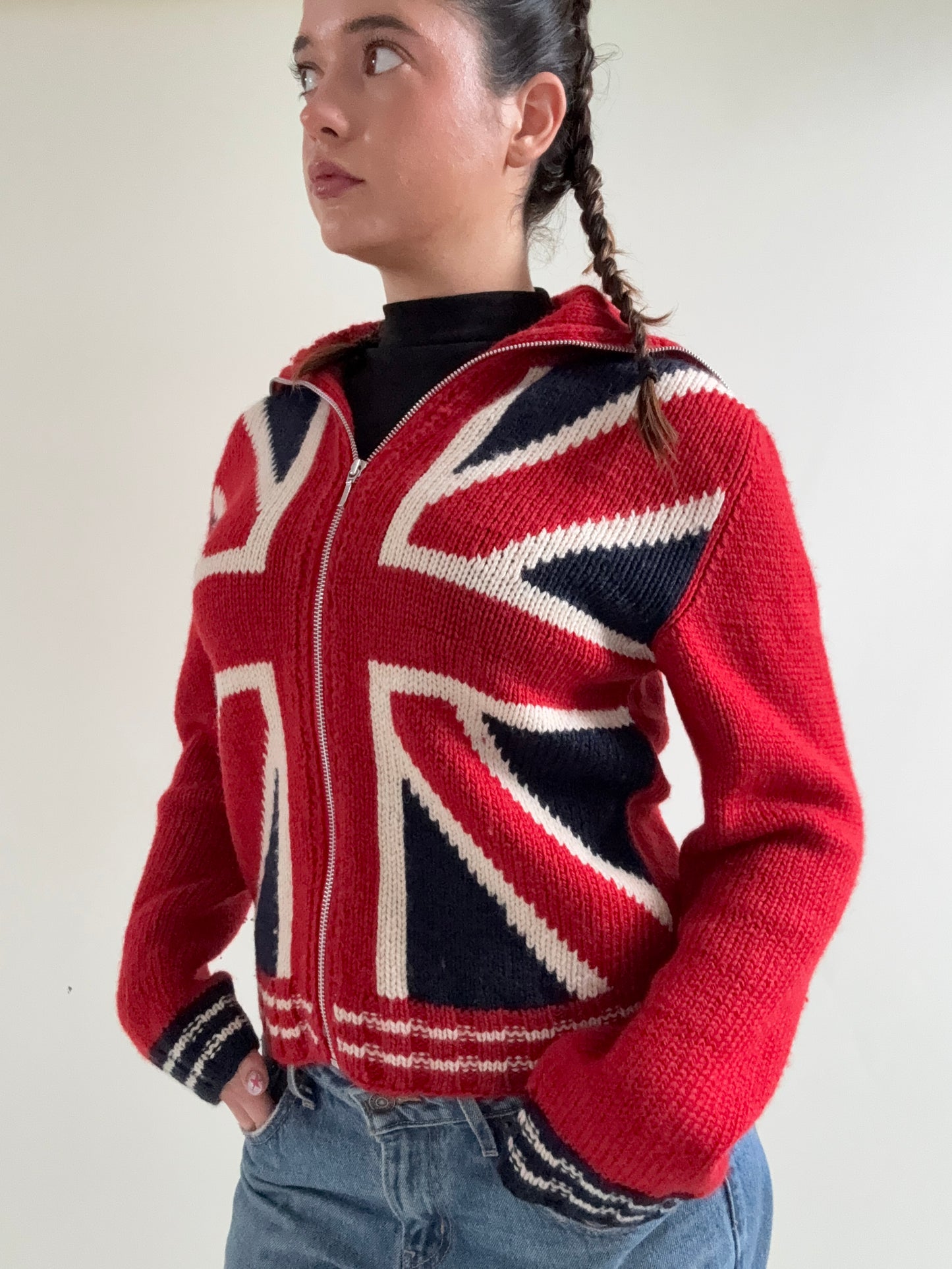 Vintage Wool Union Jacket Zip Jumper (UK12)